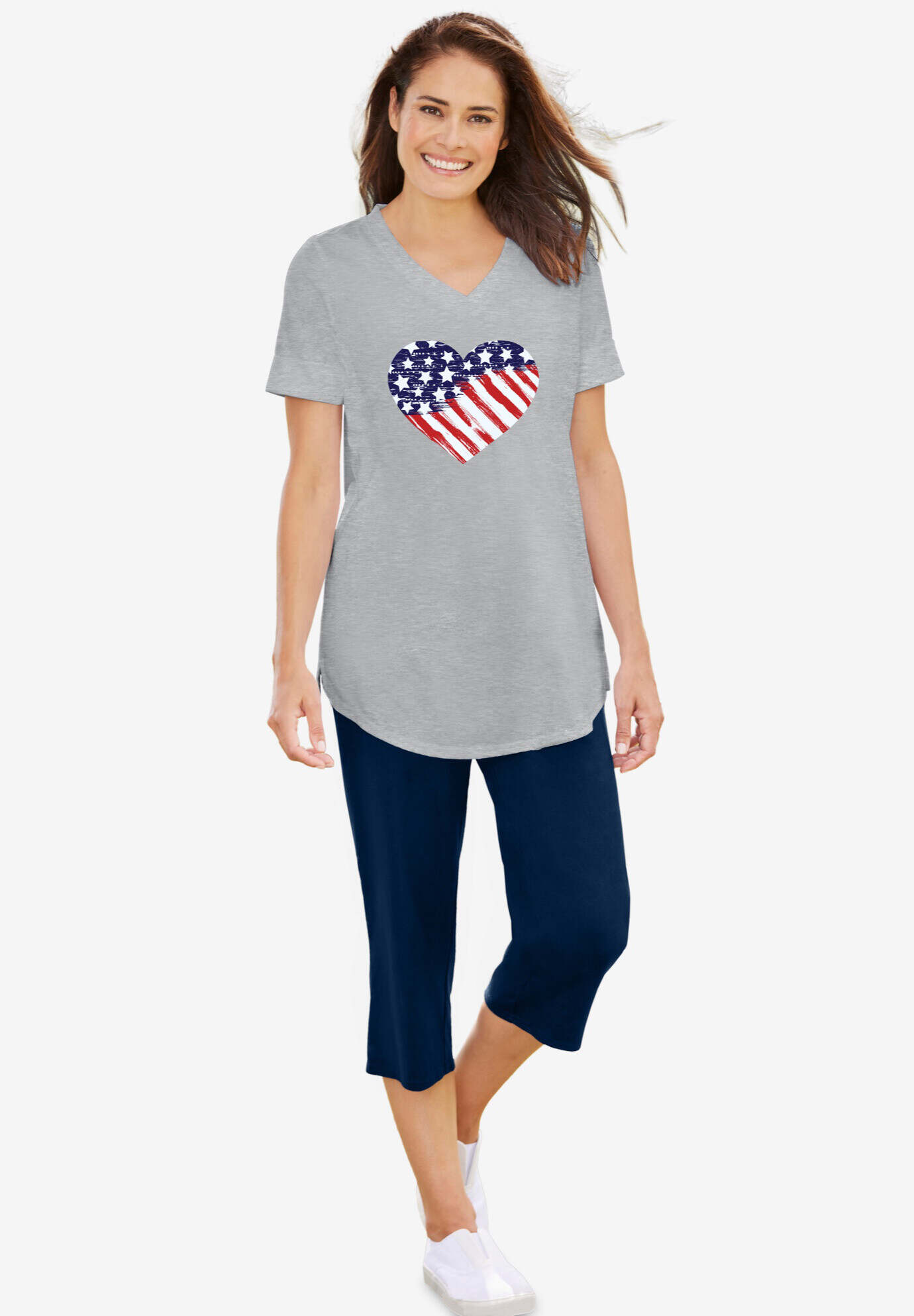 Two-Piece V-Neck Tunic & Capri Set