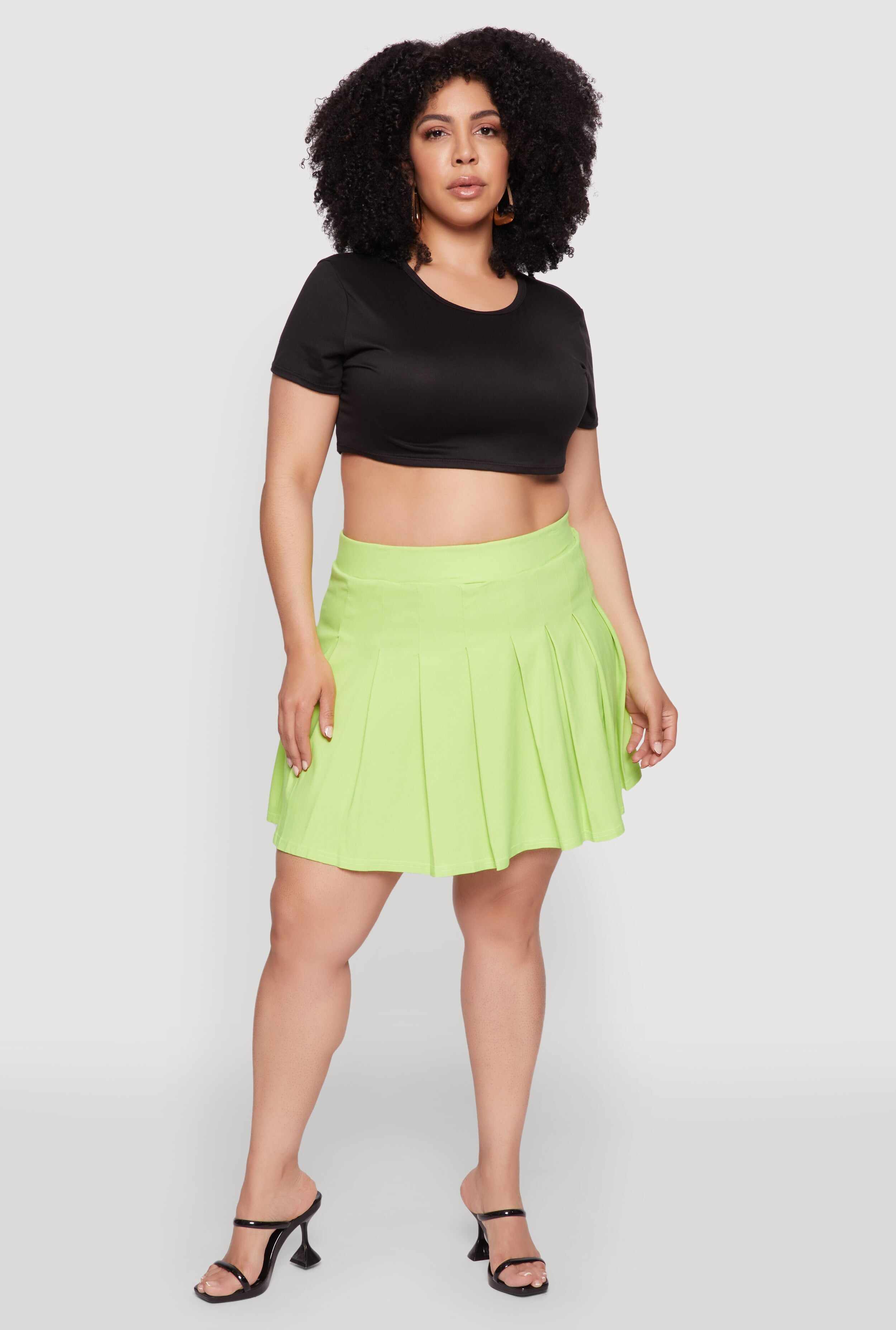 Plus Size Chic High Waisted Mini Pleated Skirt