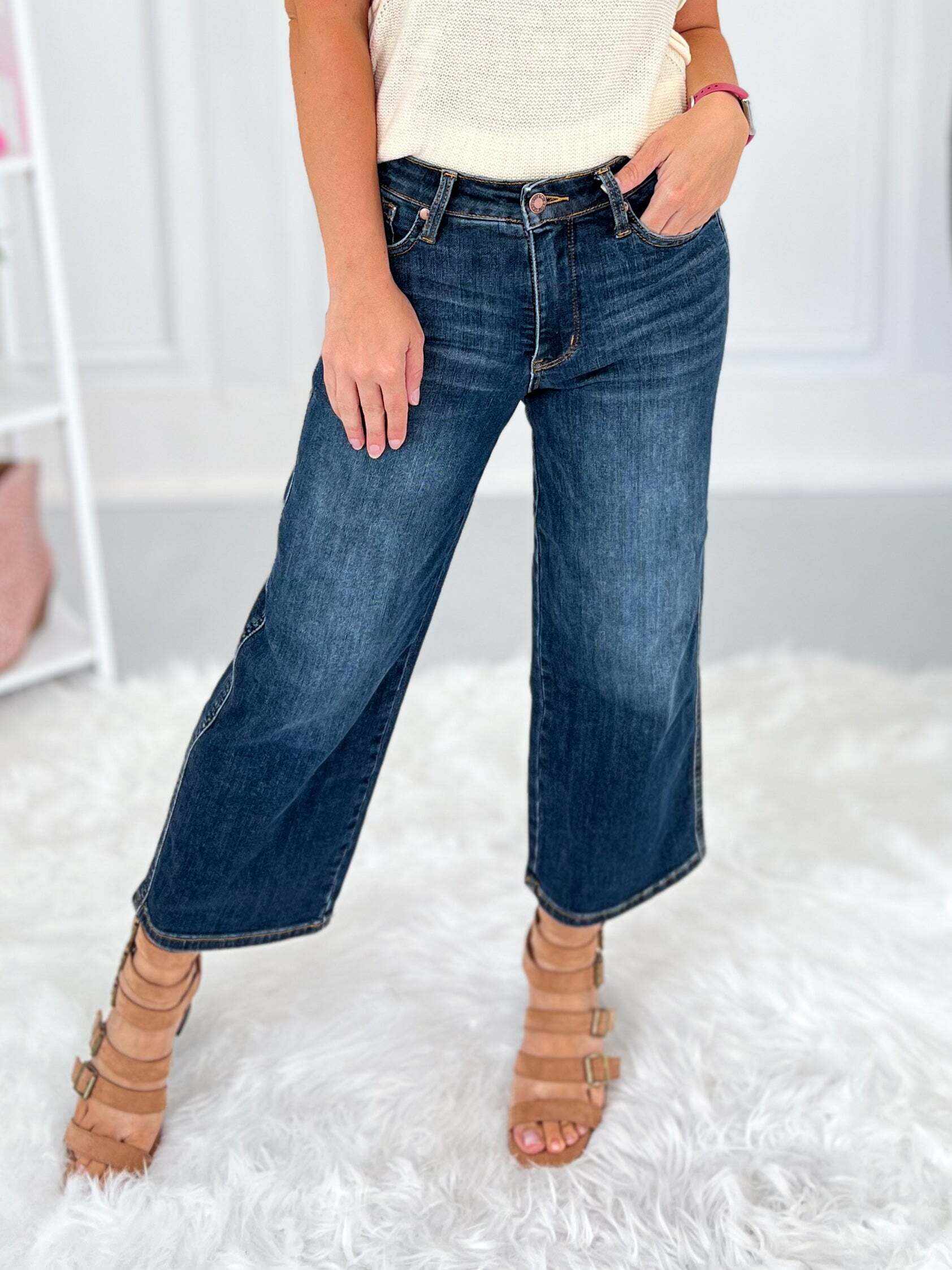 Fearless - Christmas Tummy Control Cropped Jeans- Final Sale