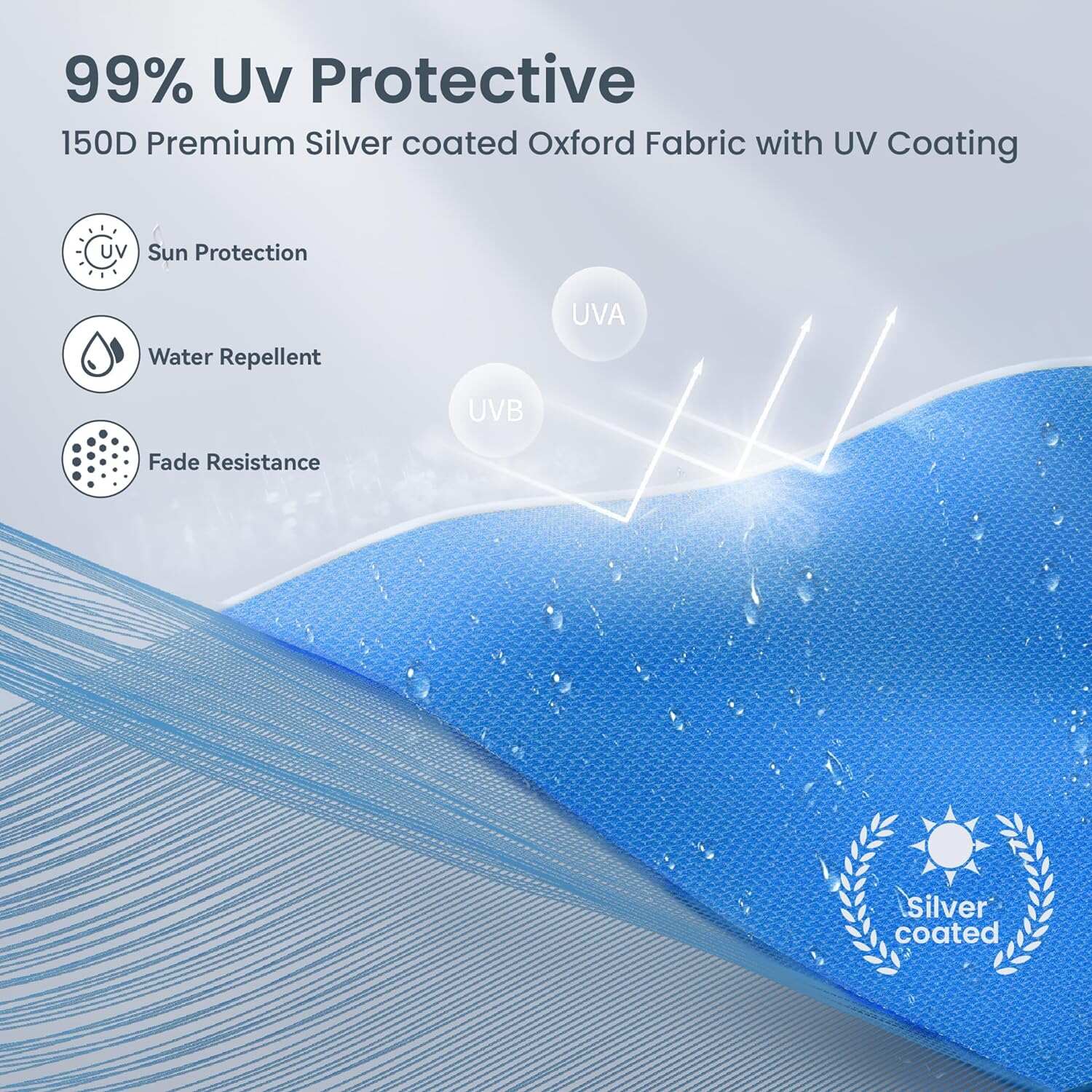 PHI VILLA Outdoor Pop up Canopy 10'x10' Tent Camping Sun Shelter-Series Party Tent, 100 Sq. Ft of Shade (Blue)