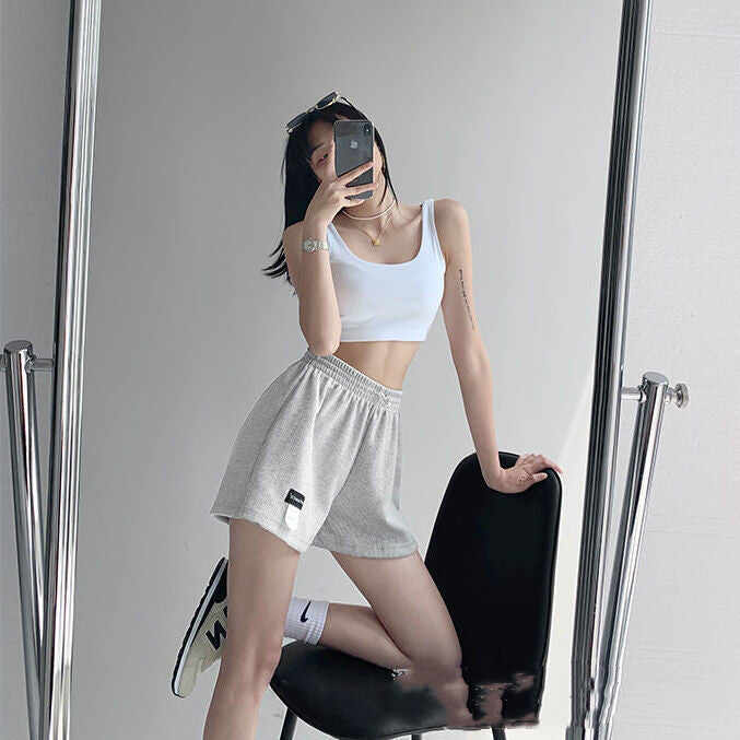 Street Spice Girl Lettered Sports Shorts Women''s High Waist Drawstring