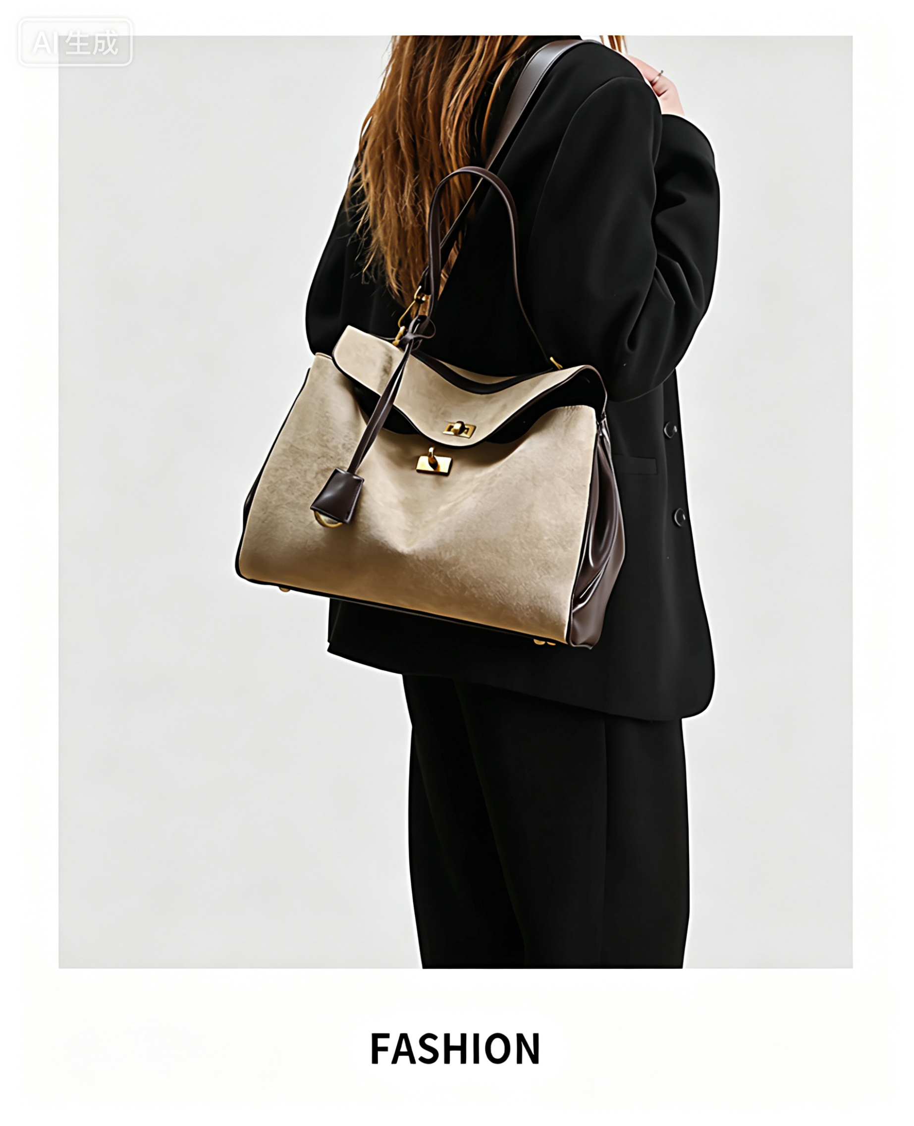 Fashionable women handbag with cowhide leather