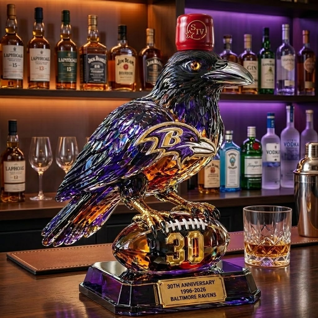 Baltimore Ravens 30th Anniversary Black Rum 3D Sculpted Collector's Edition Bottle