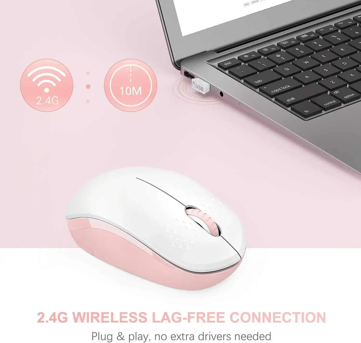 seenda Wireless Mouse, 2.4G Noiseless Mouse with USB Receiver - Portable Computer Mice for PC, Tablet, Laptop with Windows System - Mint Green