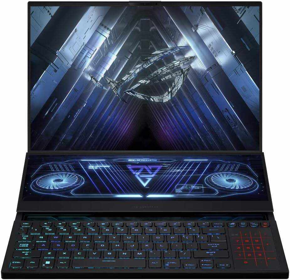 ROG Zephyrus Duo 16 (2022) Gaming Laptop, 16” Mini LED 240Hz/3ms, QHD 16:10 Display, 100% DCI-P3, NVIDIA GeForce RTX 4080, AMD Ryzen 9 7945HX, 32GB DDR5, 1TB SSD, Windows 11 Pro, GX650PZ-XS96