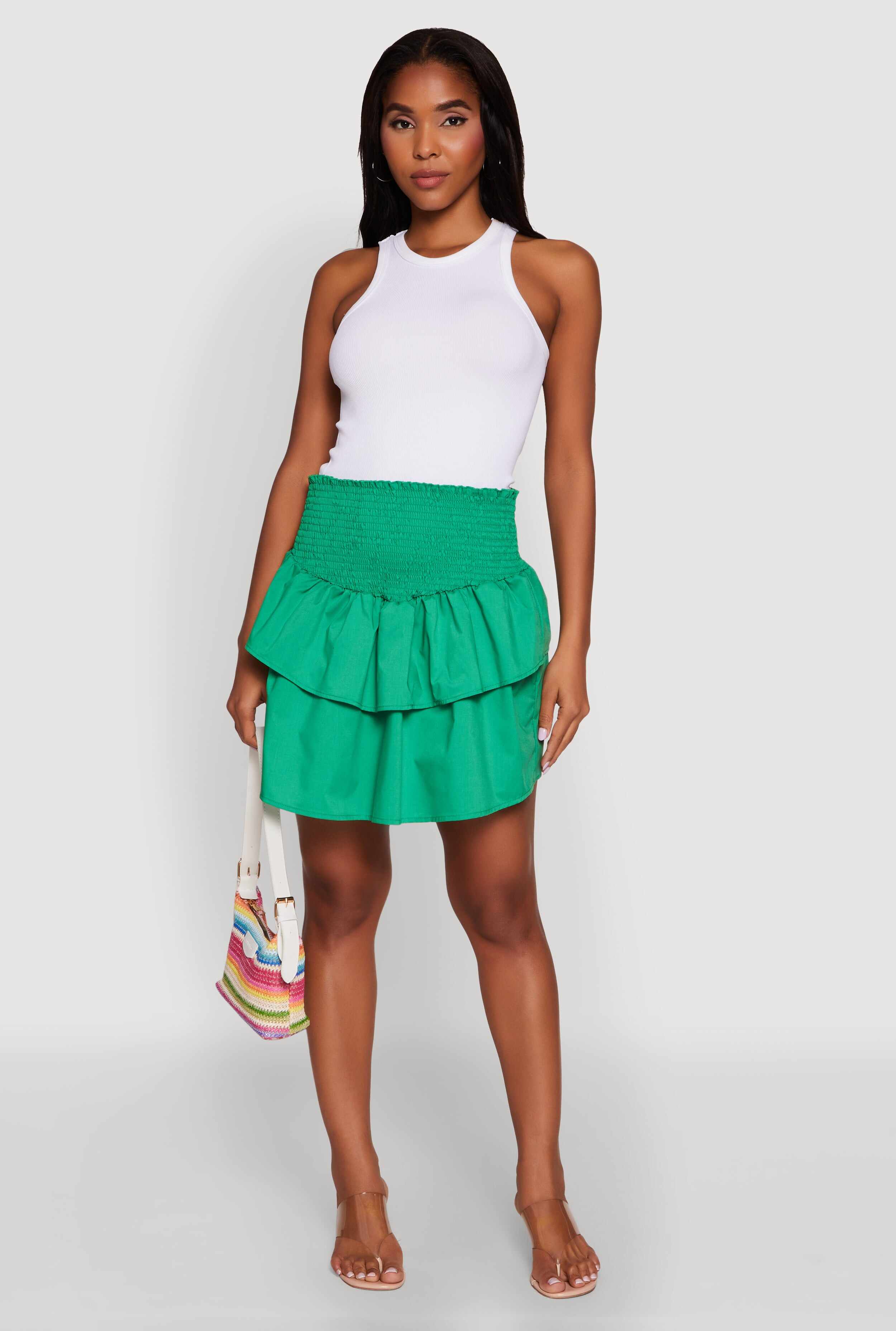 Chic Smocked High Waisted Tiered Skirt