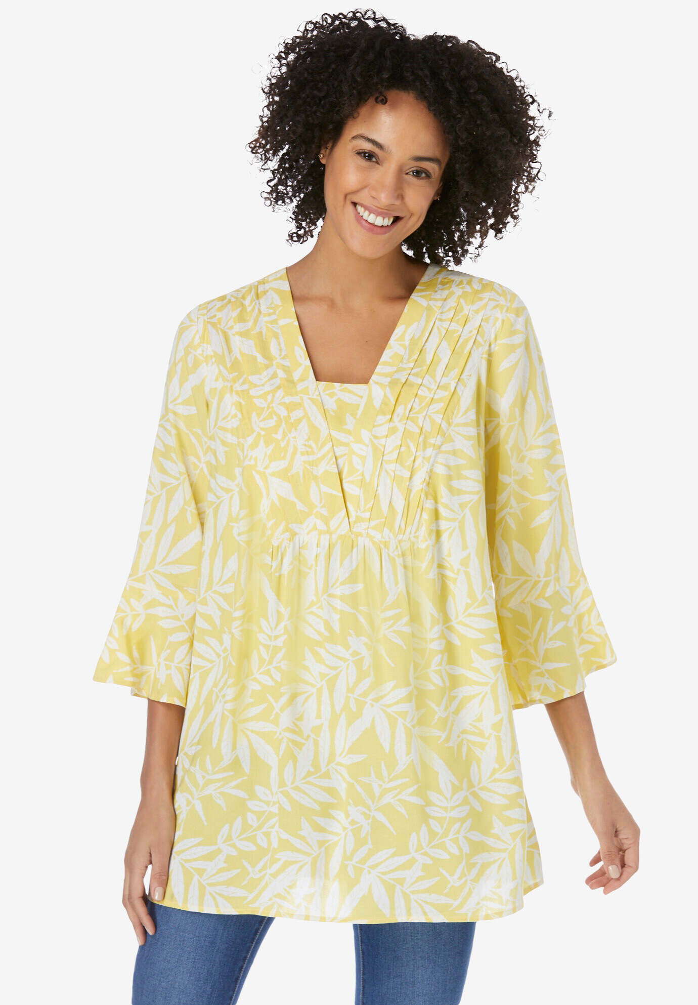 Bell-Sleeve V-Neck Tunic