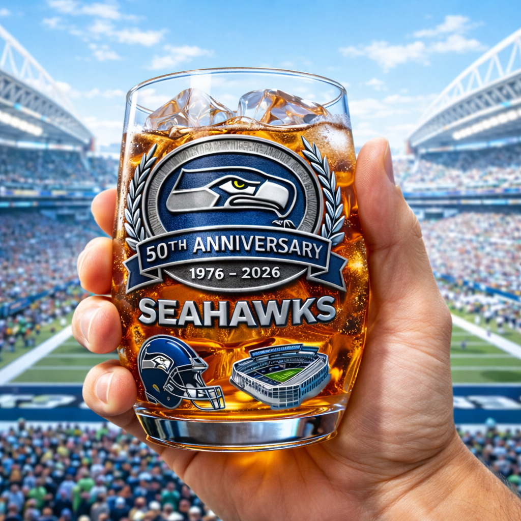 Seattle Seahawks 50th Anniversary Commemorative Glass