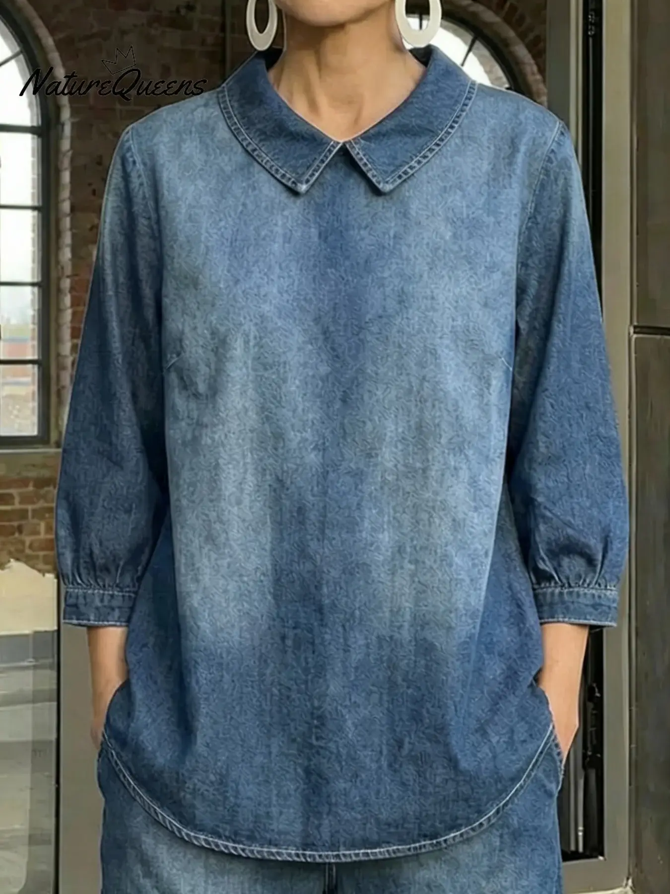 🔥Summer Arrivals🌟Women's Solid Color Casual Cotton 3/4 Sleeve Shirt
