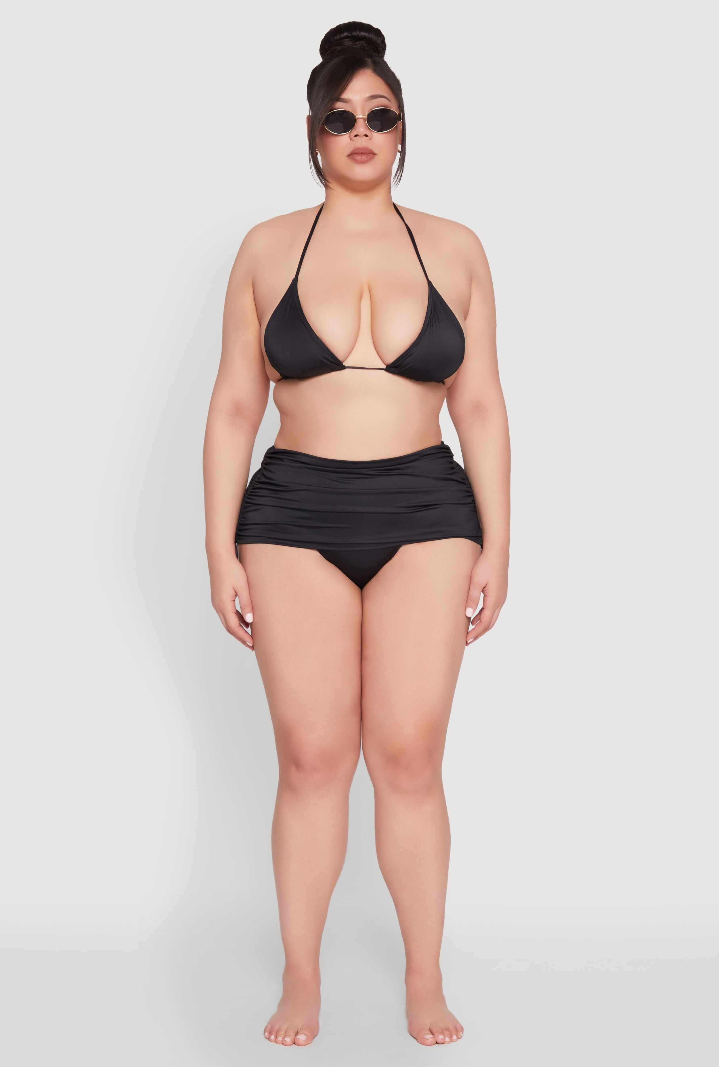 Plus Size Ruched Drawstring Swim Skirt