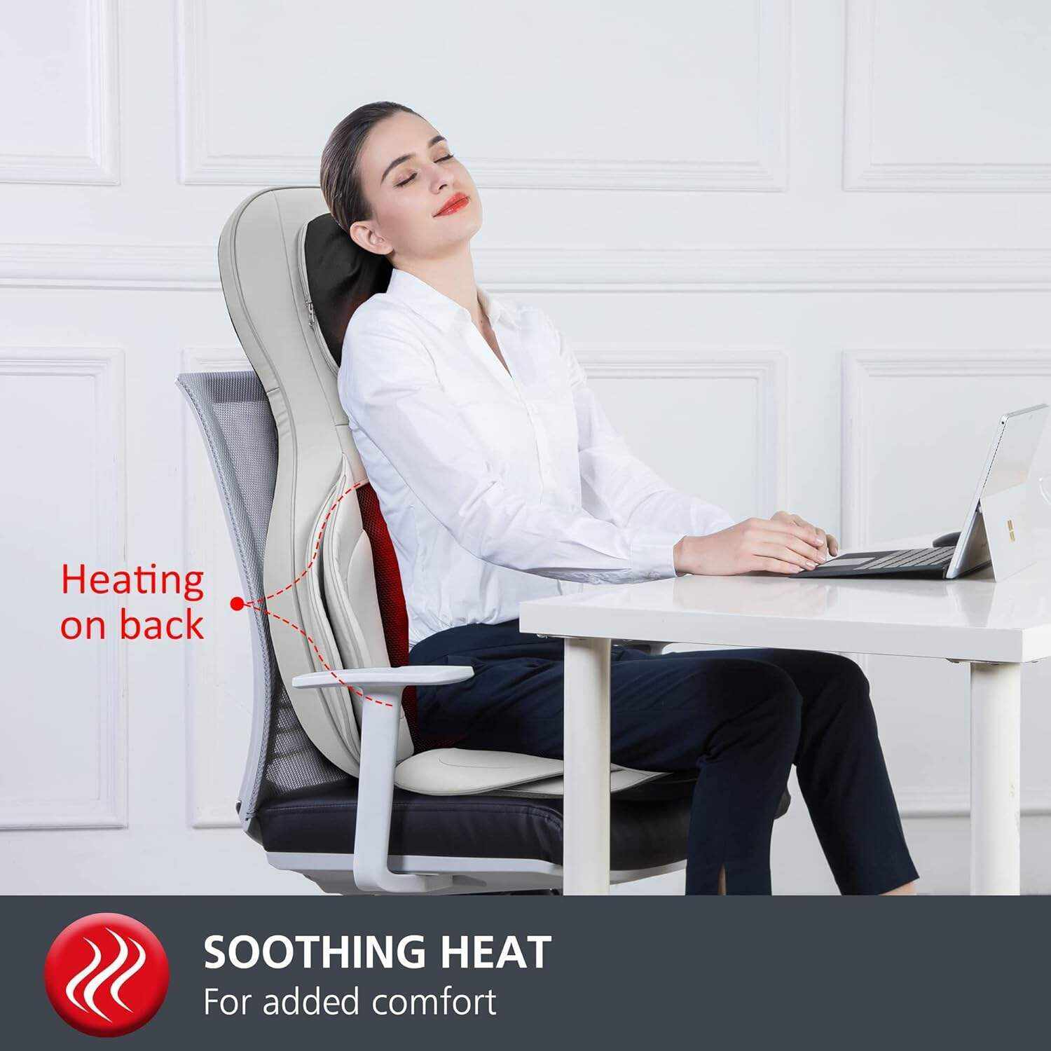 COMFIER Shiatsu Neck Back Massager with Heat and Compression, App Control 2D or 3D Deep Tissue Kneading Massage Chair Pad, Chair Massager for Full Body Pain Relief, Ideal Gifts,Grey