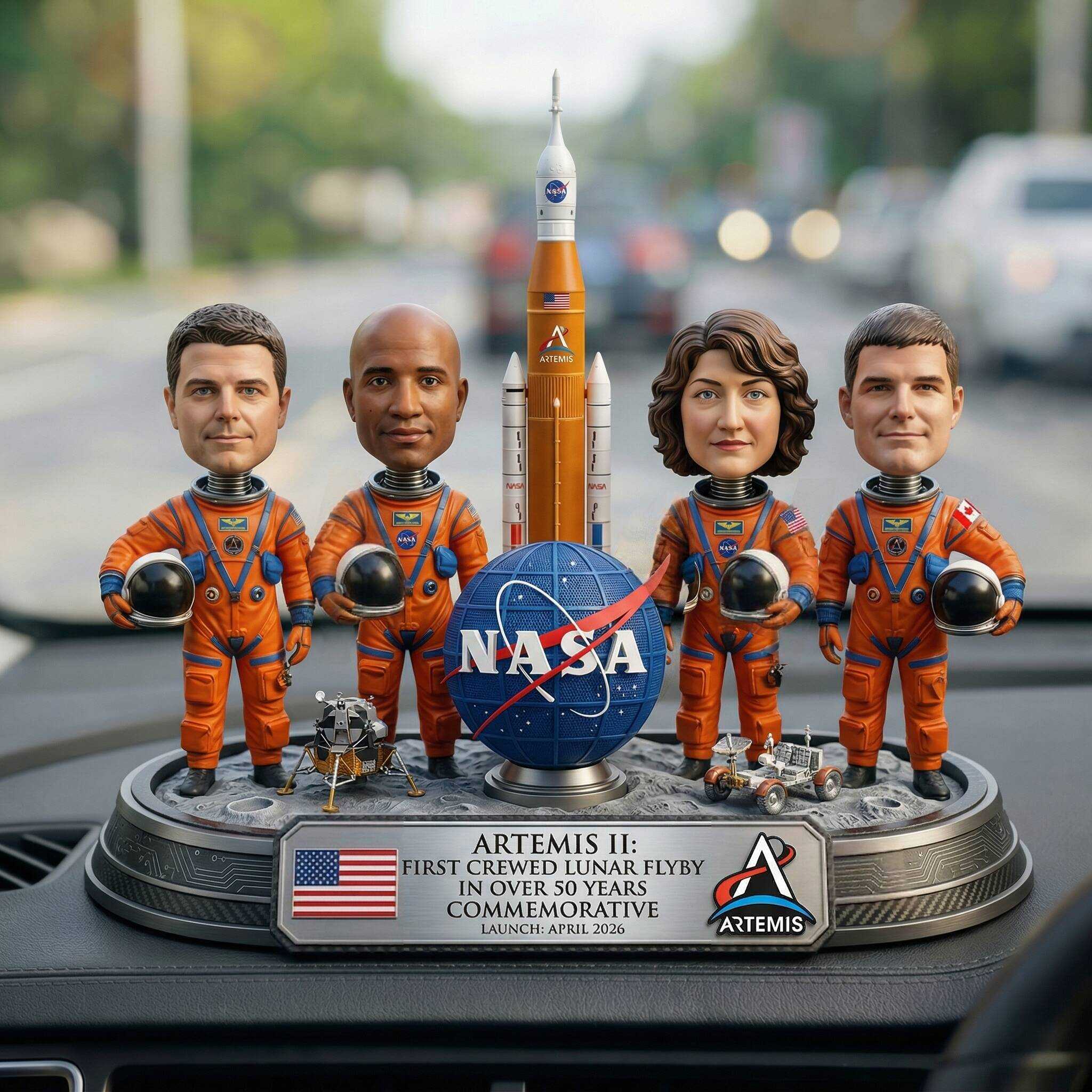 🚀 “Artemis II Crew” NASA Dashboard Figurine – Back to the Moon Collector Display