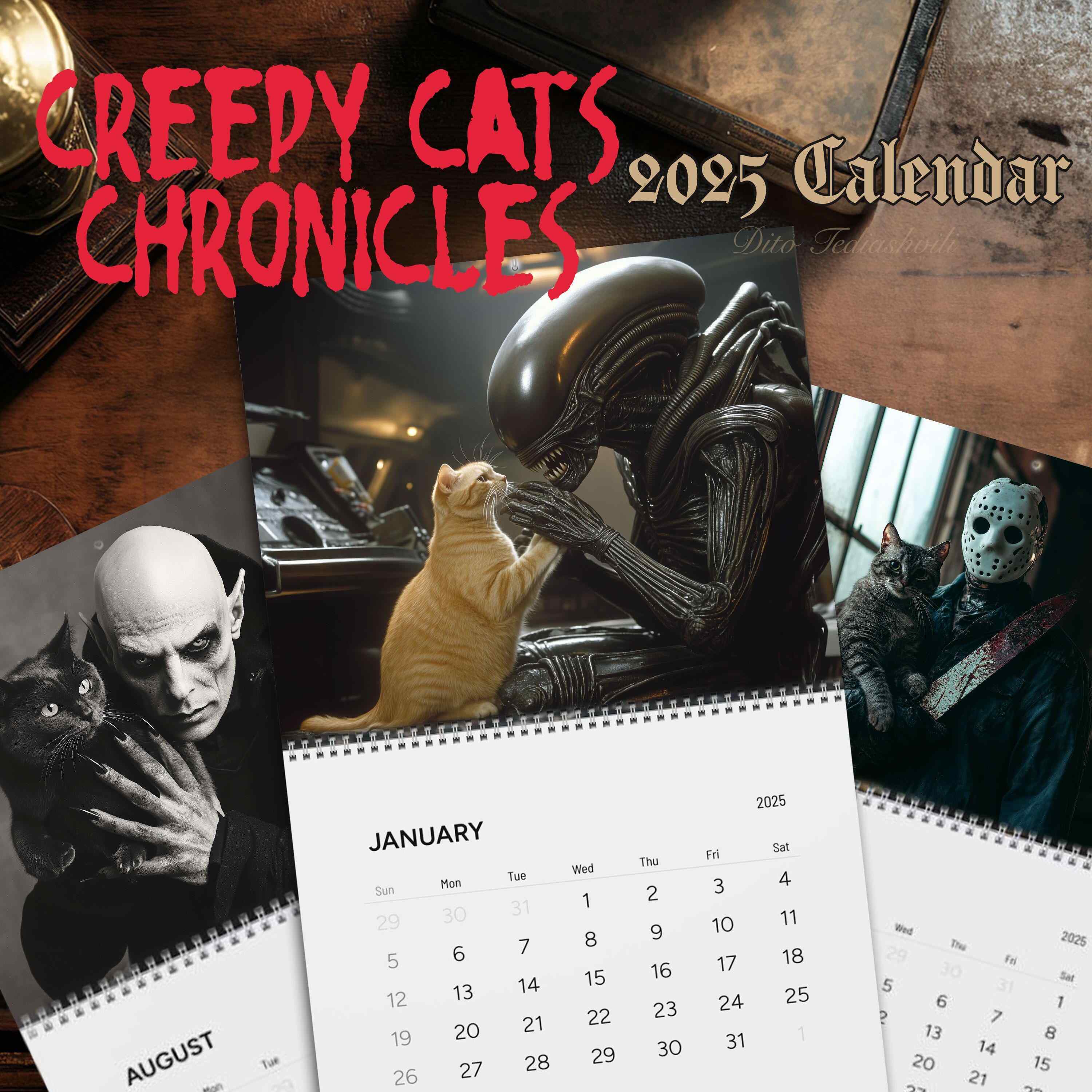 Creepy Cats 2025 Wall Calendar
