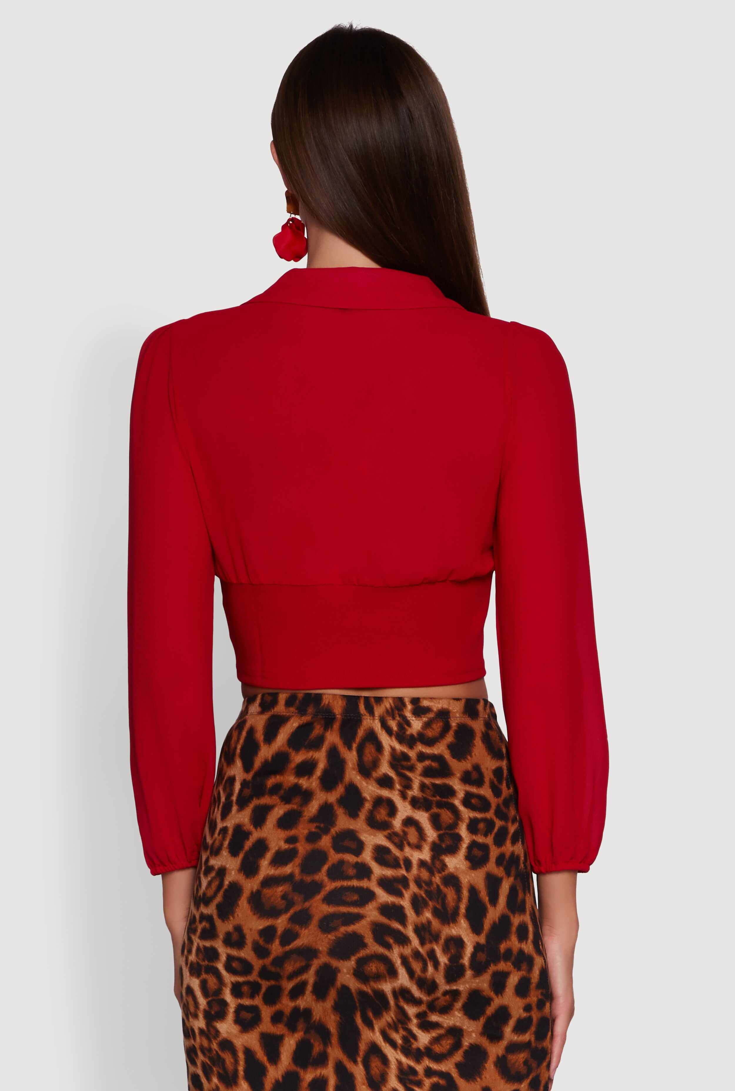 Chiffon Bubble Sleeve Cropped Corset Top