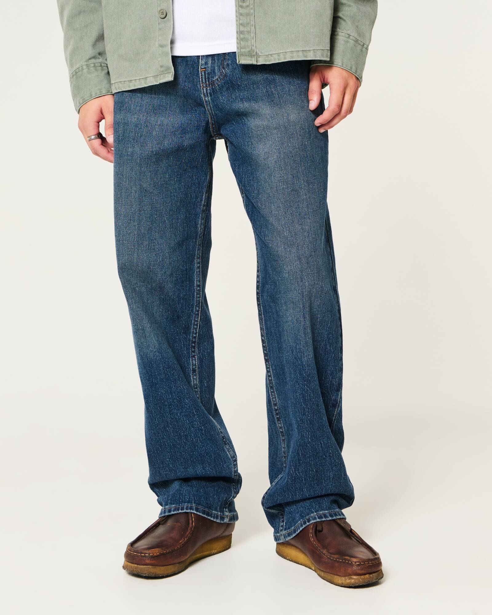Railroad Stripe Baggy Painter Jeans