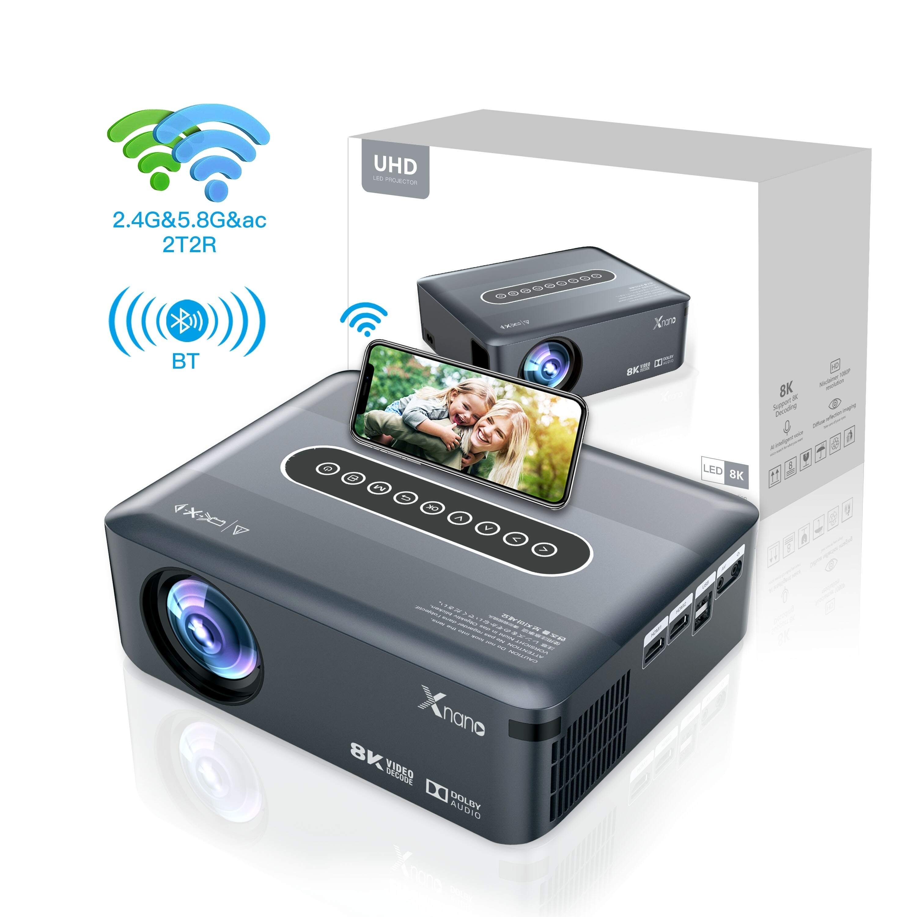 8K Projector With WiFi And BT, 12000L Native 1080p Projector, Movie Projector For Outdoor Use, 200