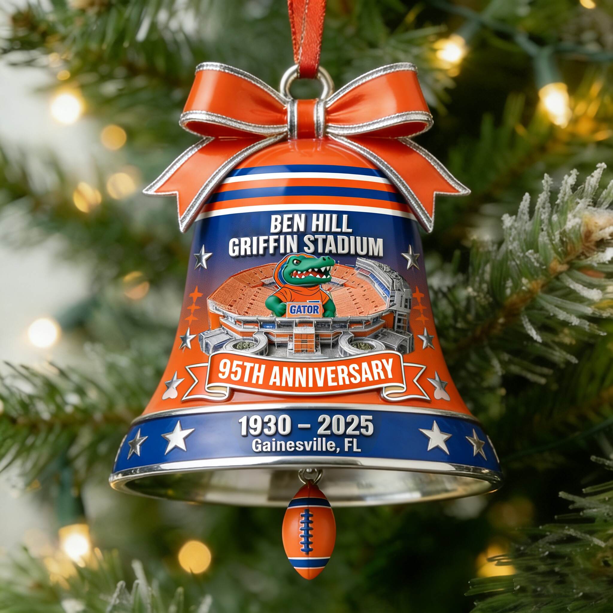 Ben Hill Griffin Stadium 95th Anniversary Bell Ornament