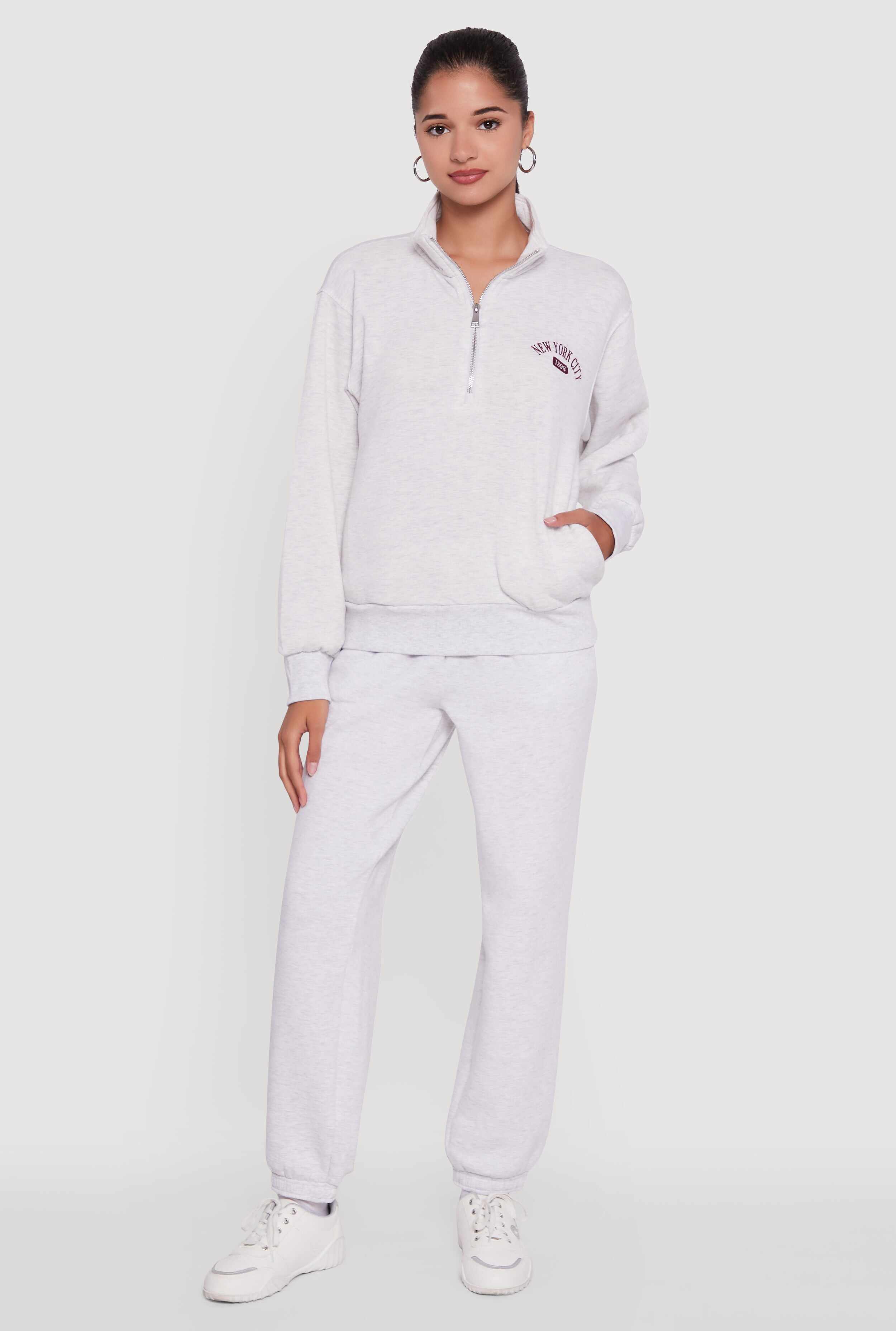 Mock Neck Half Zip New York City Graphic Sweatshirt