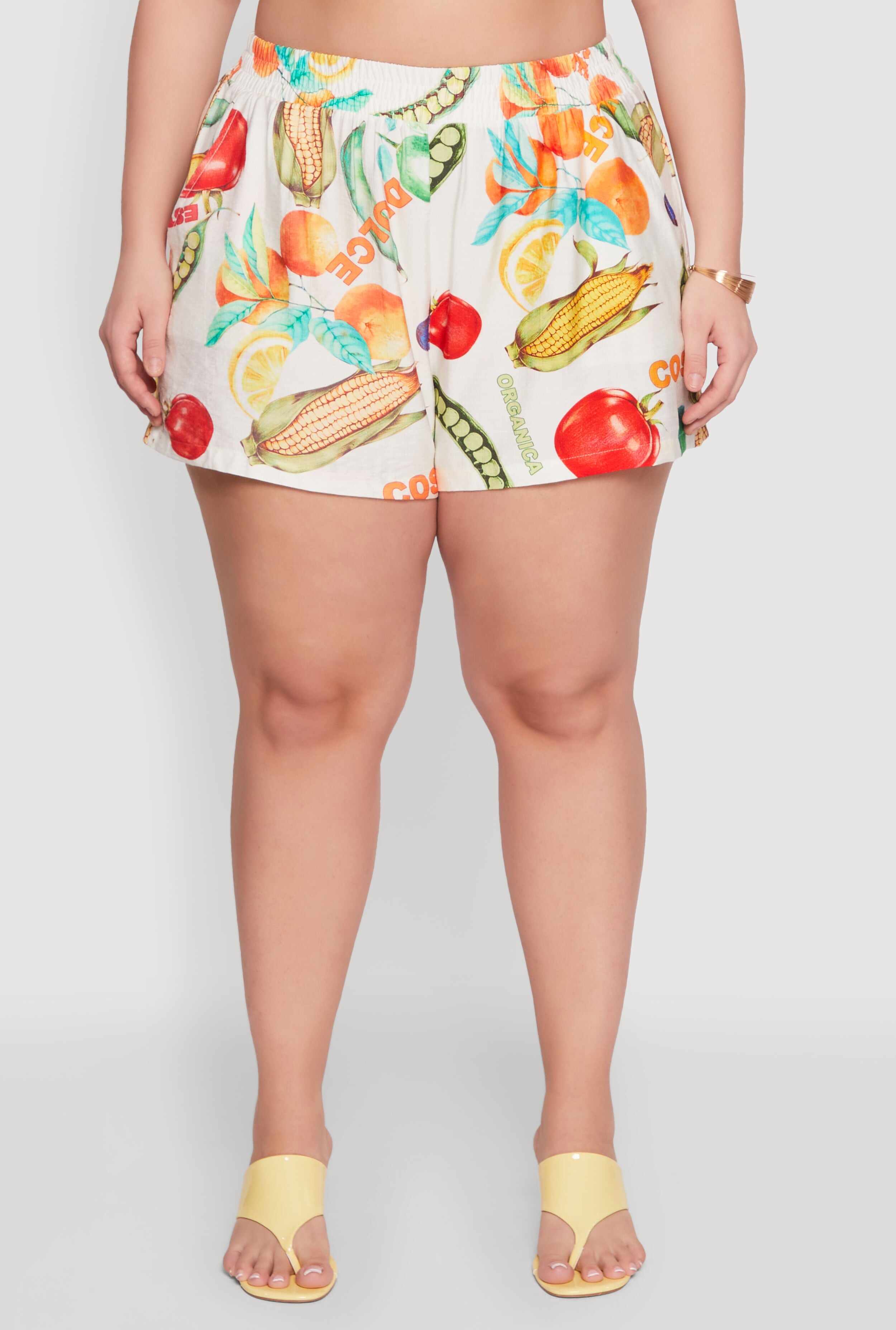 Plus Size Fruit Print Shorts