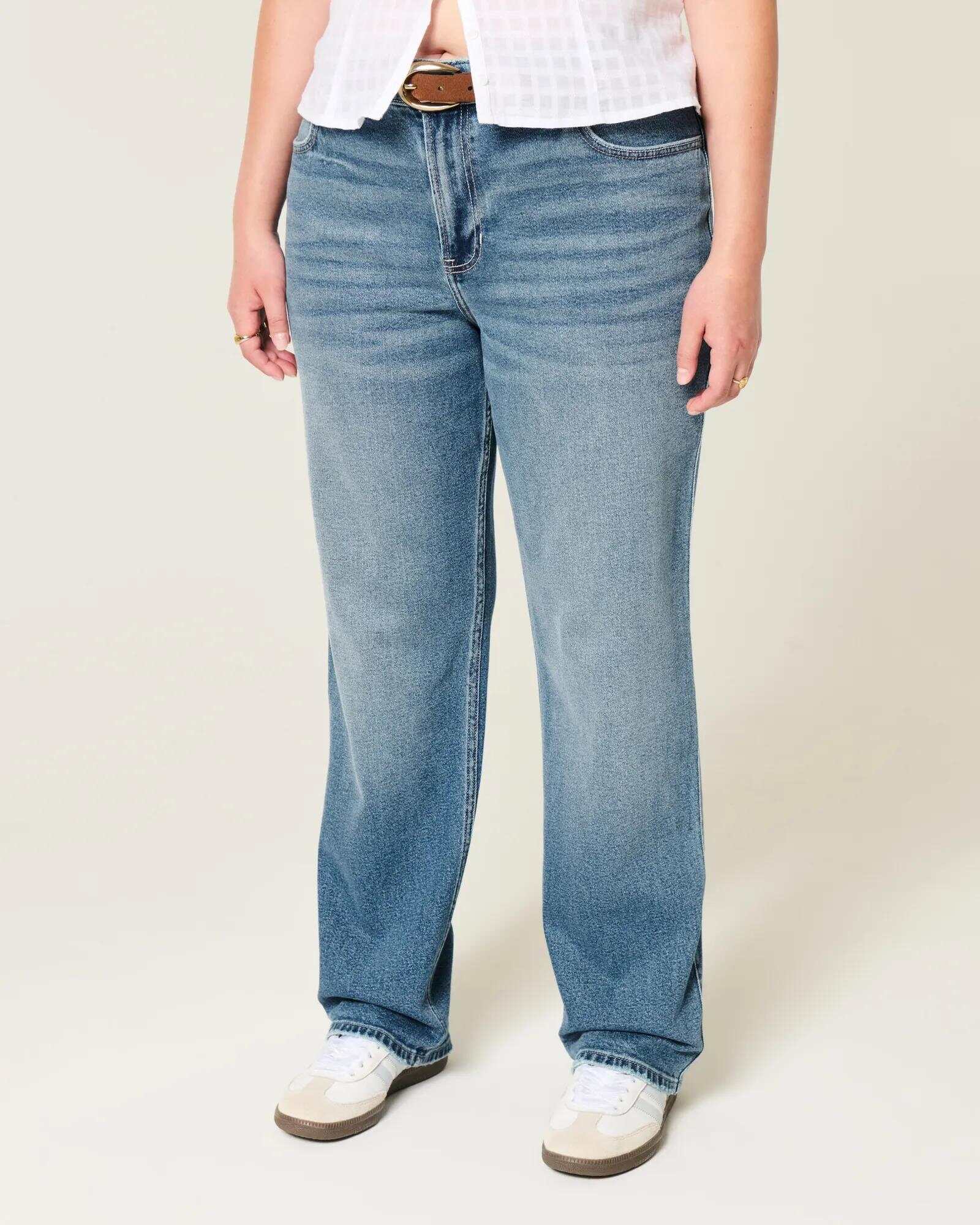 High-Rise Washed Black Straight Jeans