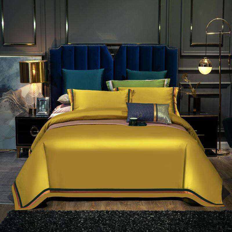 Jadyn Contrasting Double Stripe Border Egyptian Cotton Duvet Cover Set