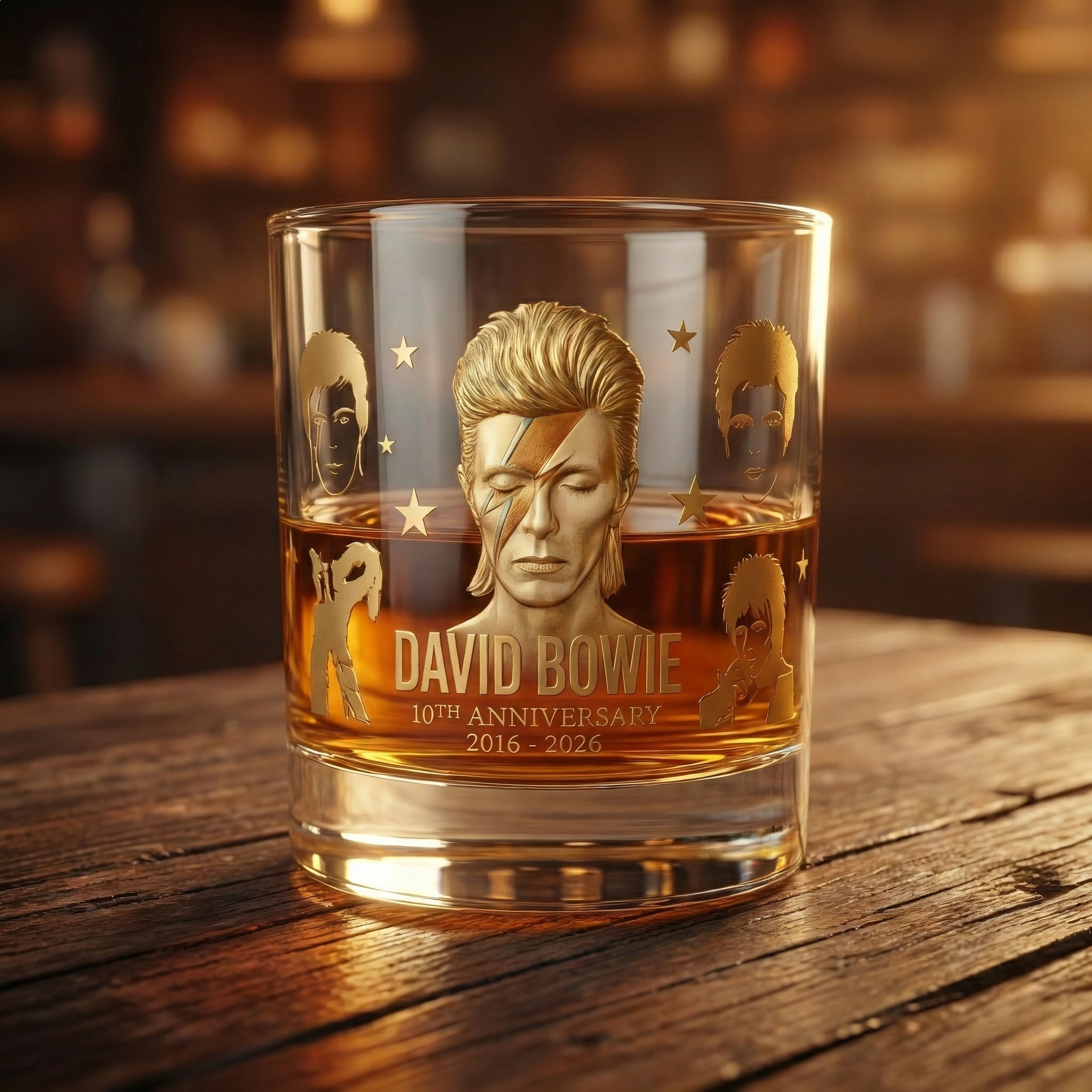 David Bowie 10th Anniversary Commemorative Glass