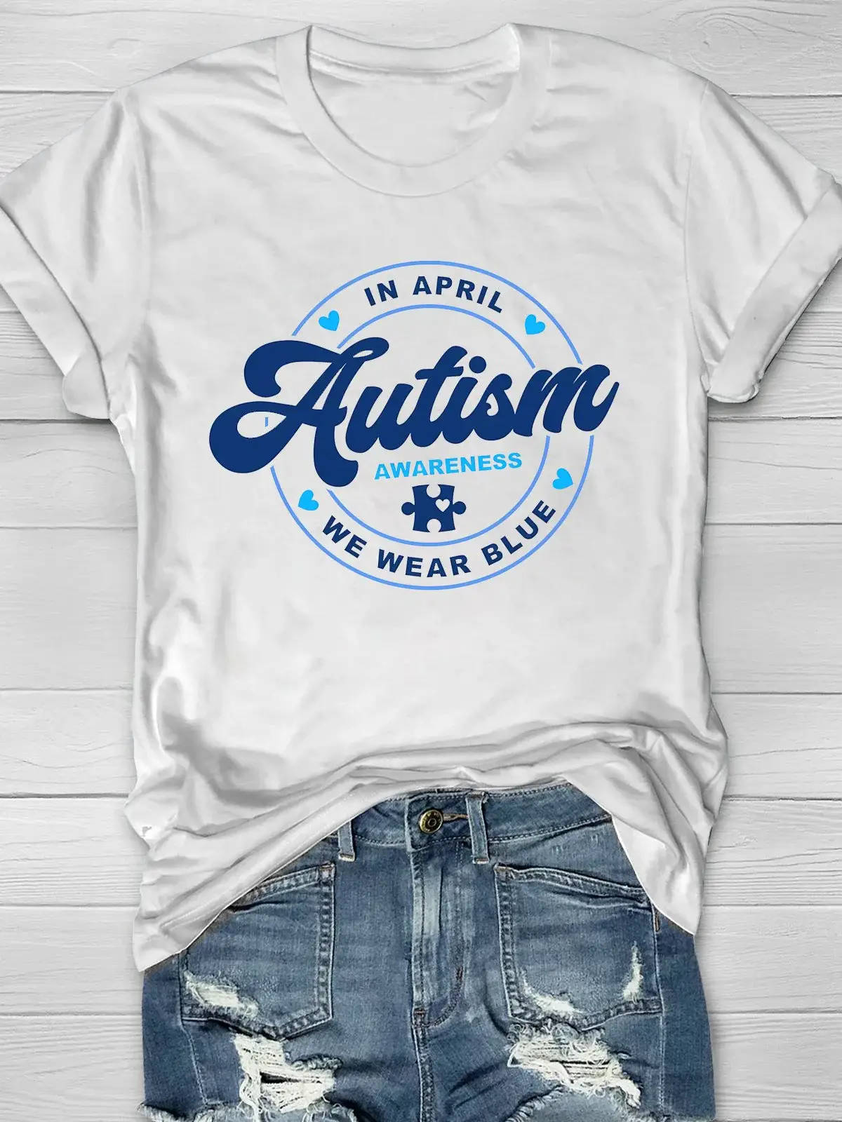 Wear Blue for Autism Awareness Printing T-shirt