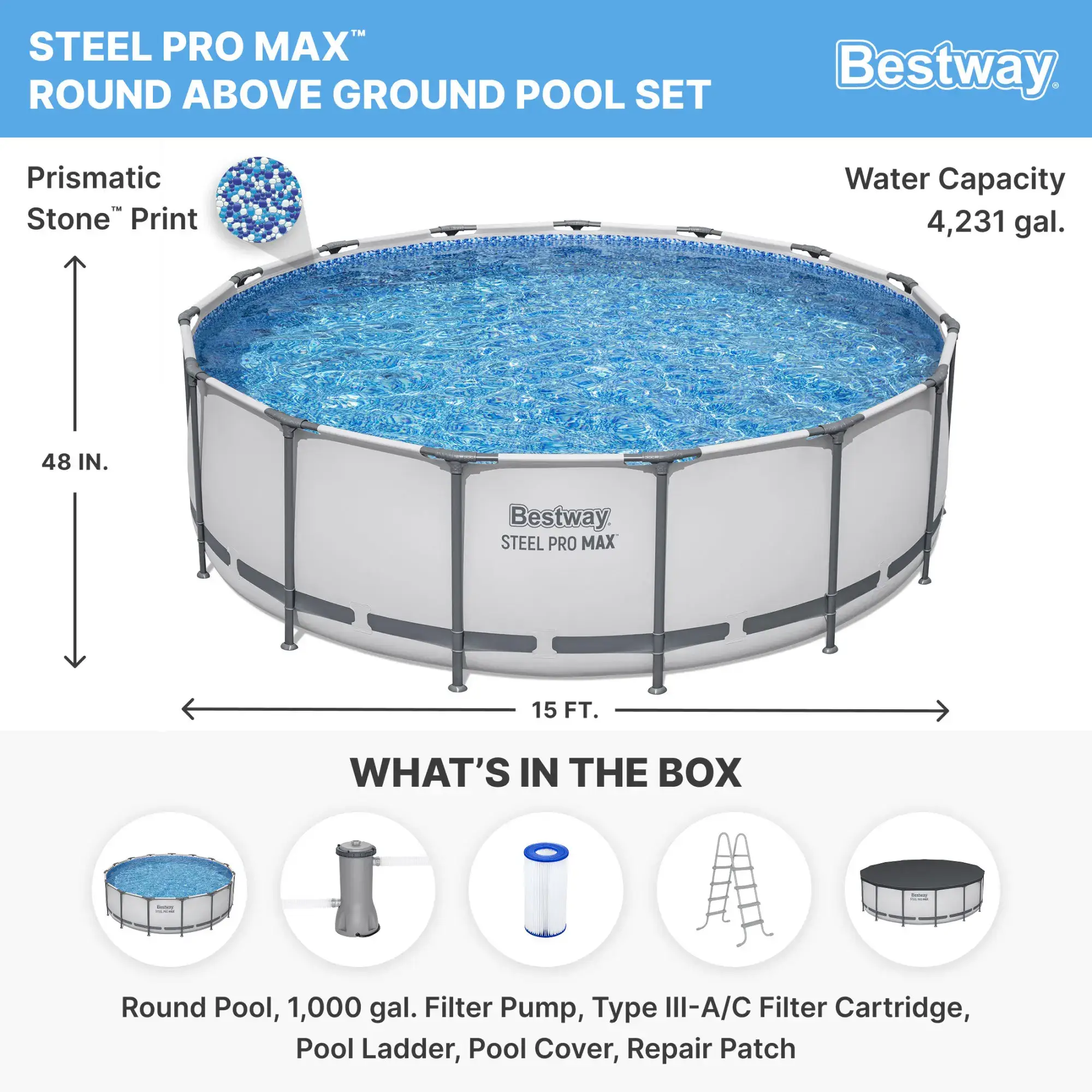 Bestway Steel Pro MAX Round Above Ground Swimming Pool Outdoor