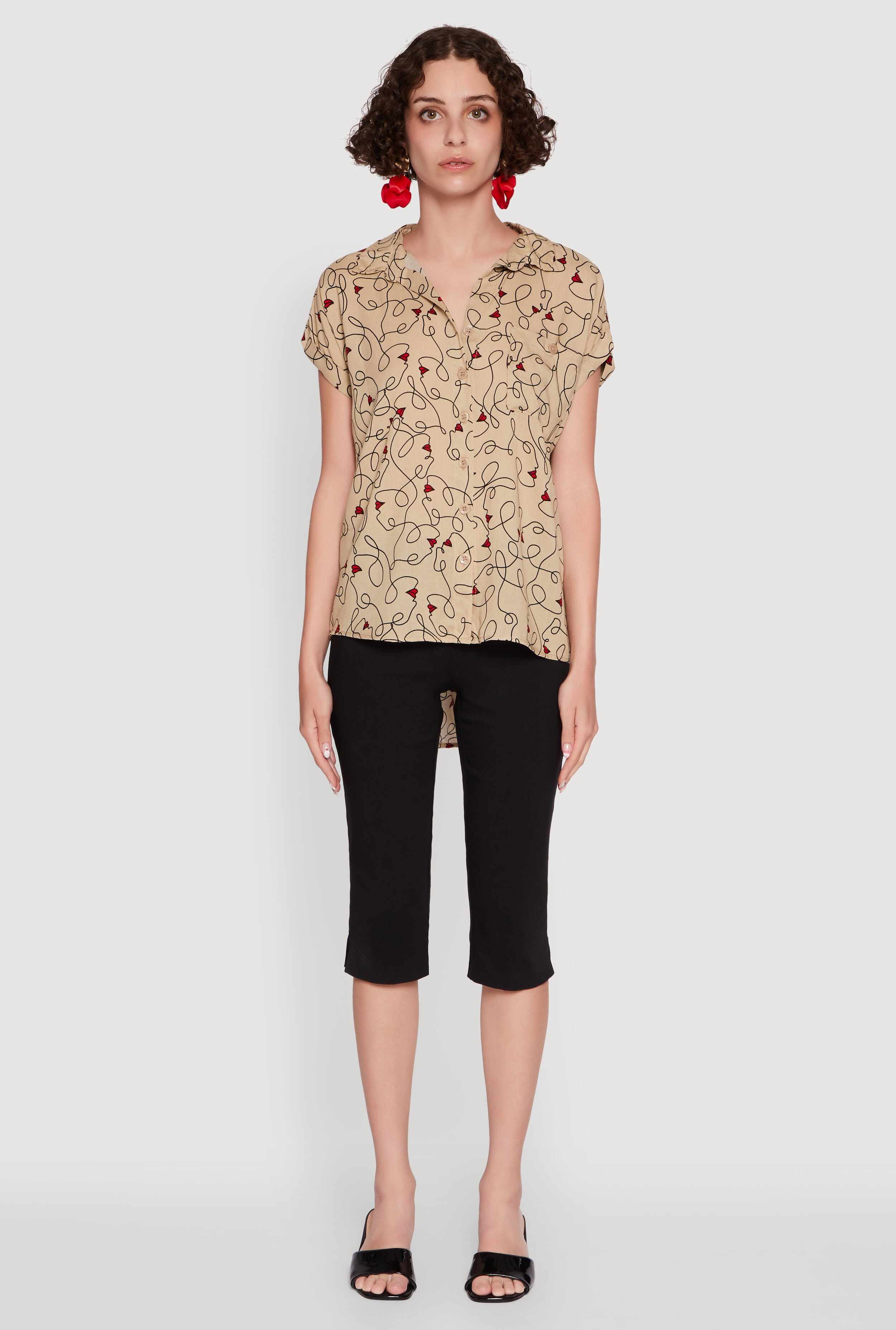 Trendy Classic Fit Abstract Face Print Shirt