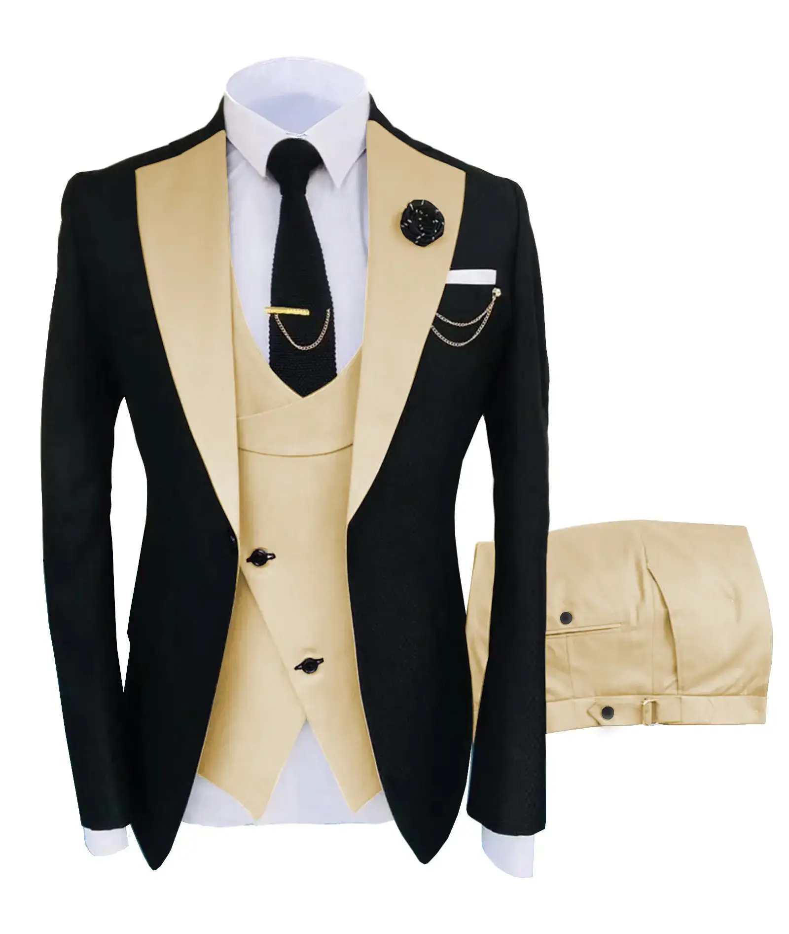 🔥 Last Day For Clearance !Men's 3-Piece Suit Set - Double Breasted Blazer, Vest & Pants