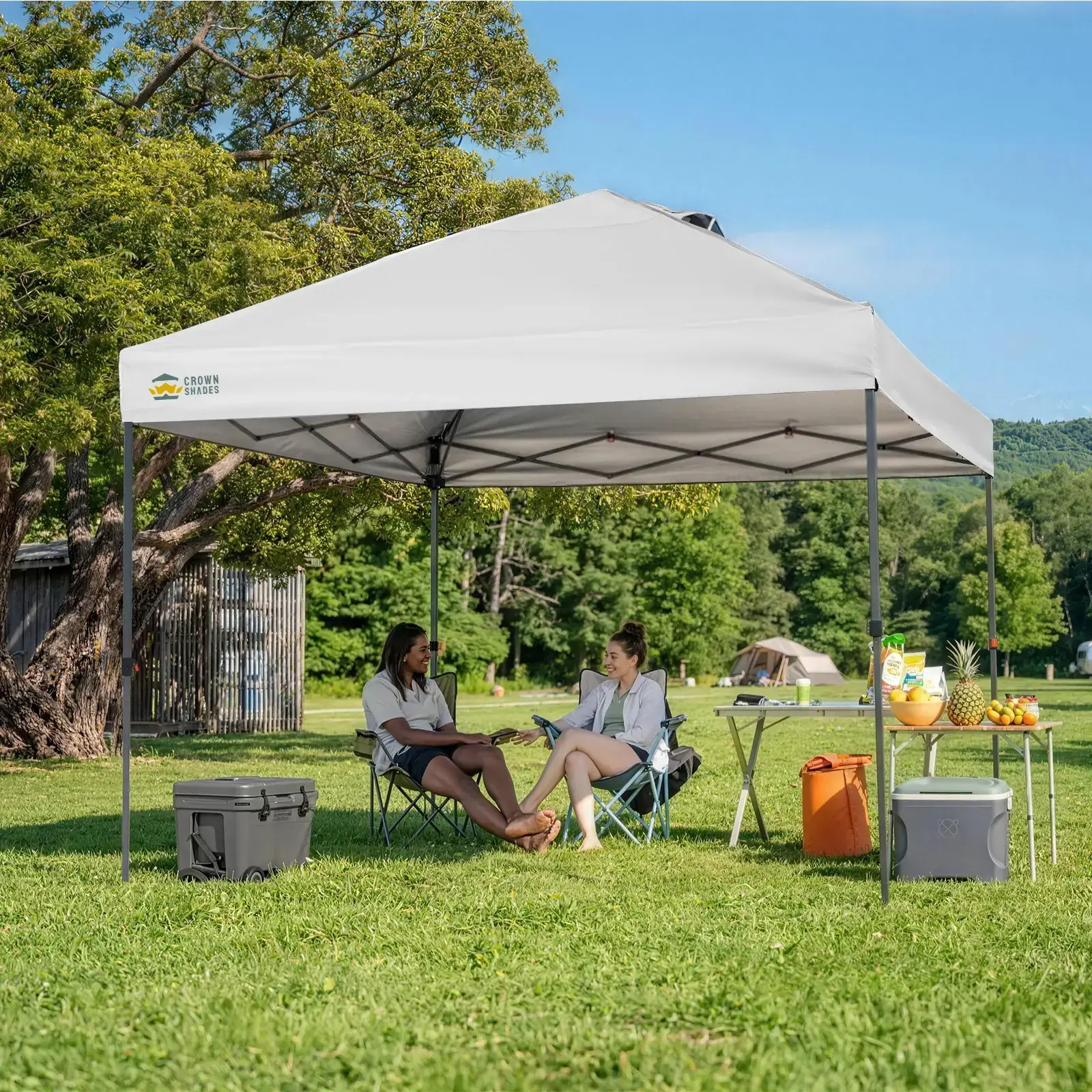 10x10 Pop Up Canopy - Patented Center Lock One Push Instant Outdoor Canopy Beach Tent with STO-N-Go Bag 8 Stakes & 4 Sand Bags