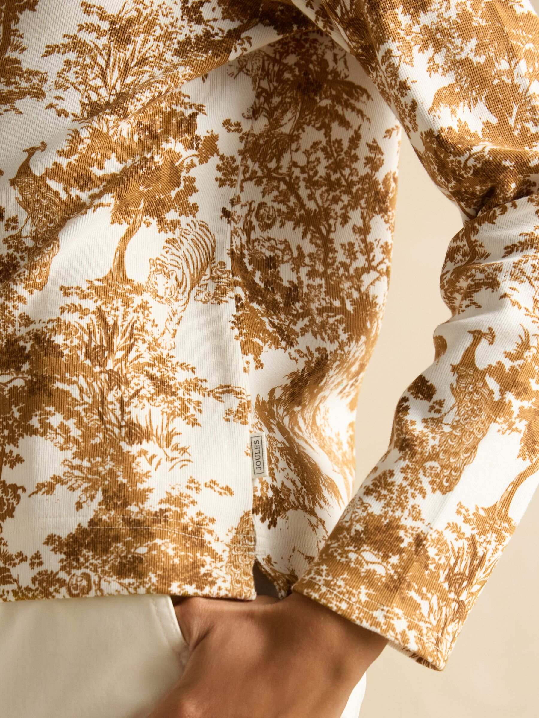 Harbour Tan & Cream Toile de Jouy Boat Neck Printed Top