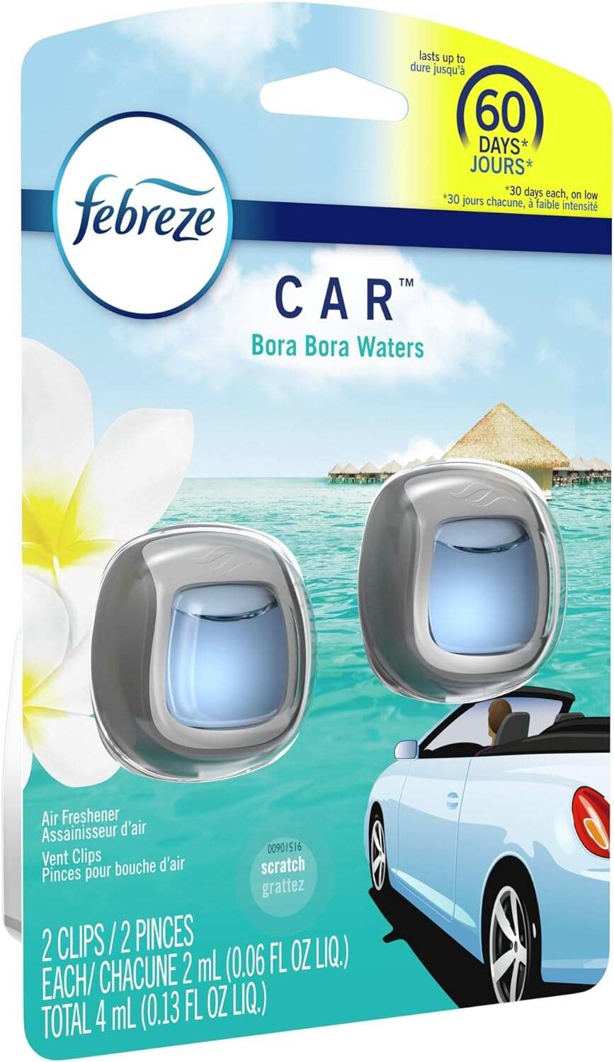 Febreze Car Air Fresheners, New Car Scent, Odor Eliminator for Strong Odors Car Vent Clips (2 Count)