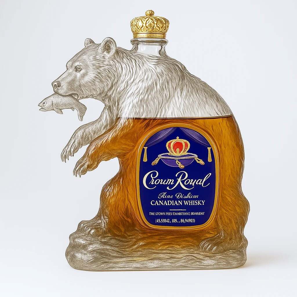Brown Bears Fishing Whiskey Bottle