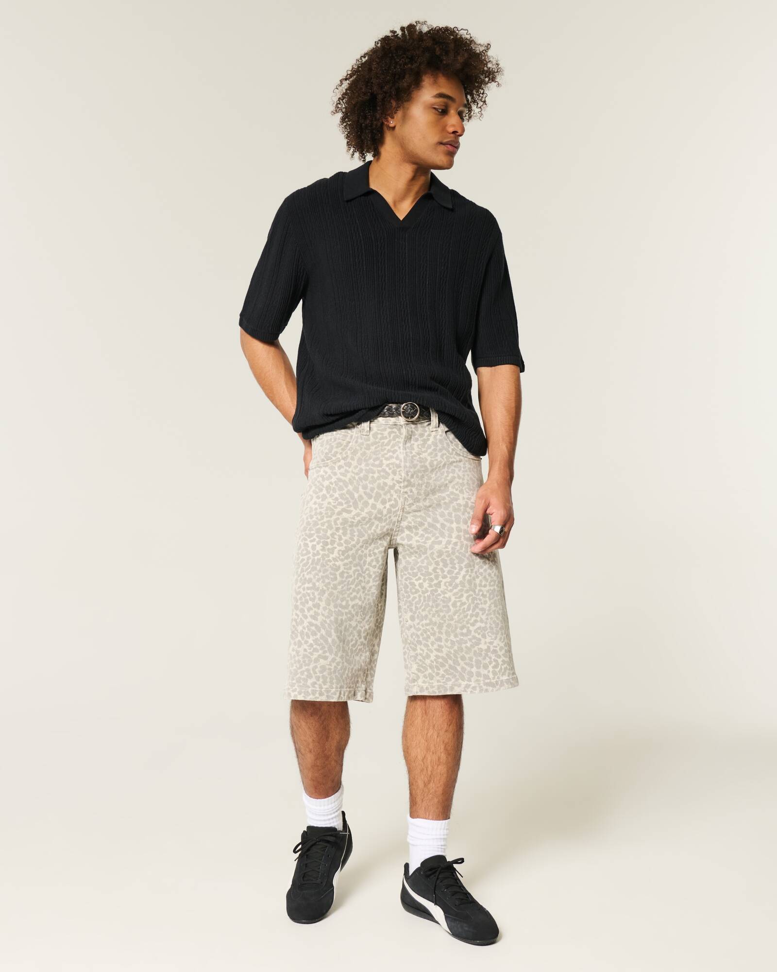 Boxy Short-Sleeve Sweater Polo