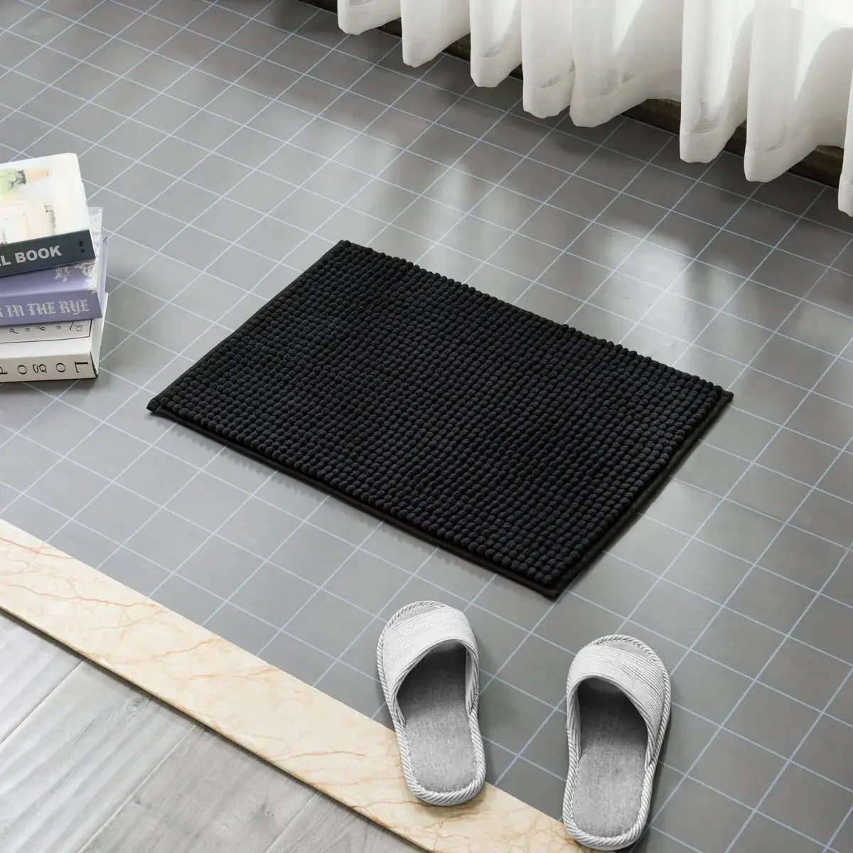 Subrtex Luxury Chenille Bath Rugs Soft Bathroom Mats