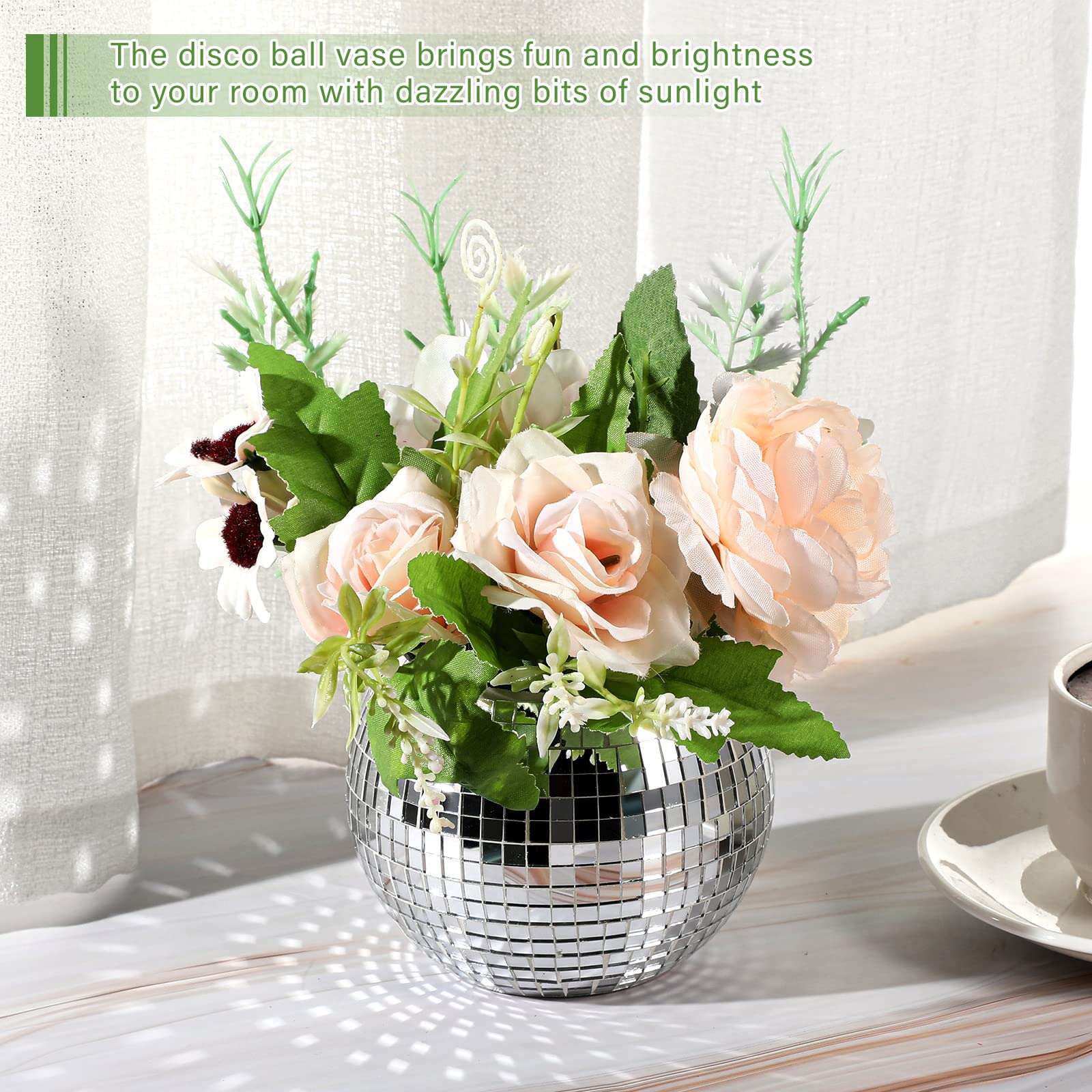 🎄Early Christmas Sale 49% OFF🔥Disco Ball Glass Mirror Flower Vase - 3 x 4 inches