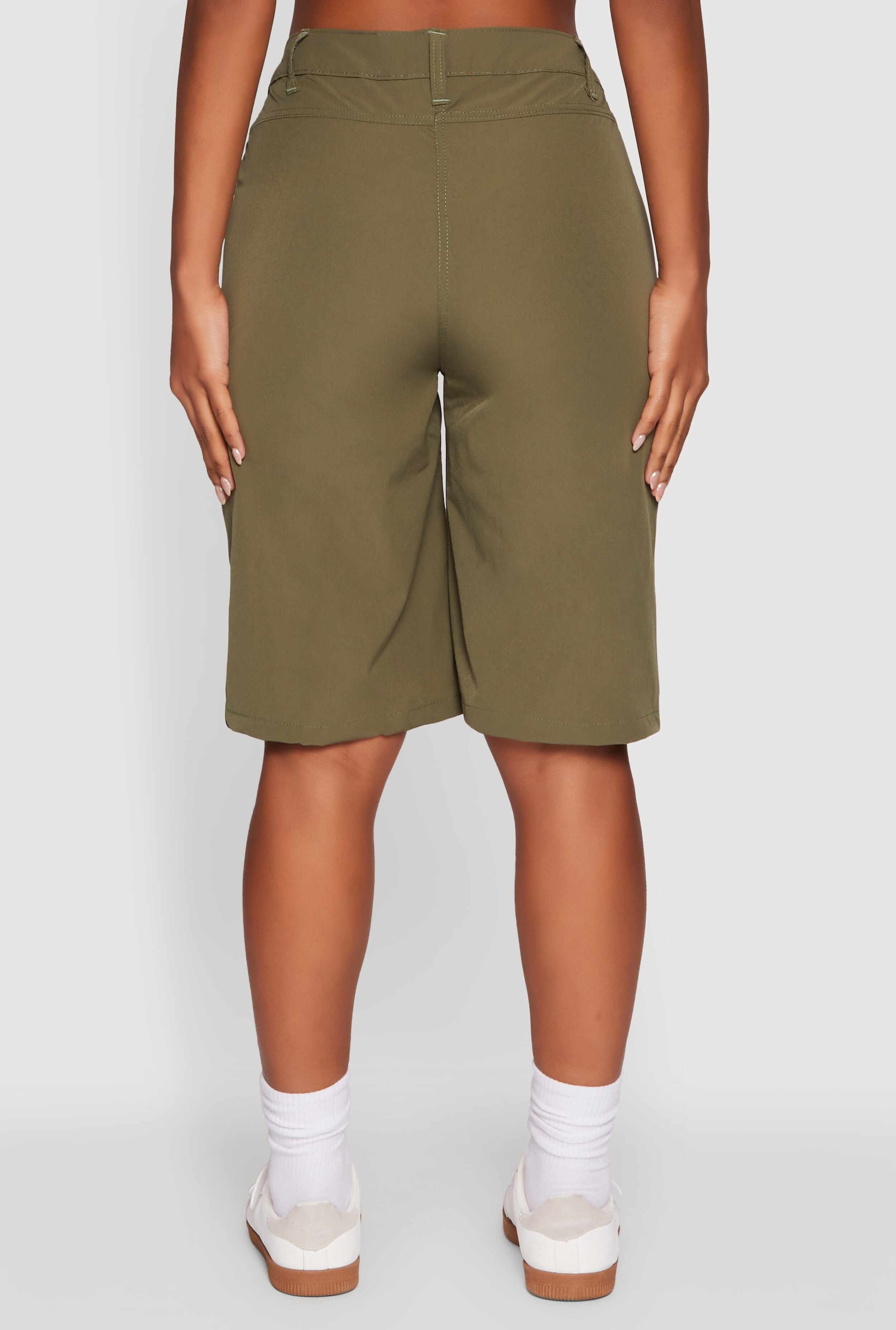 Trendy High Waisted Nylon Cargo Shorts