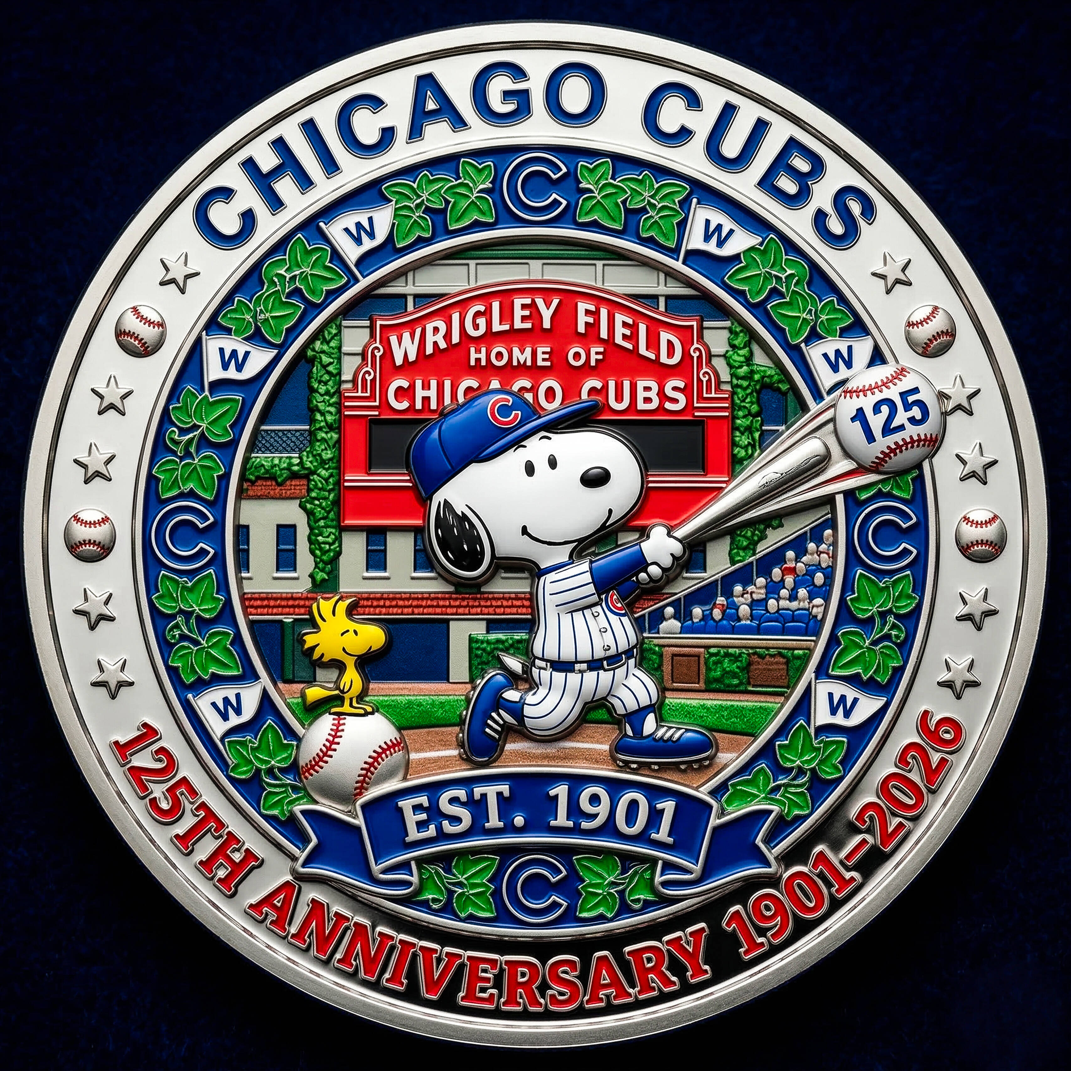 Snoopy × Chicago Cubs 125th Anniversary Collector Edition coin