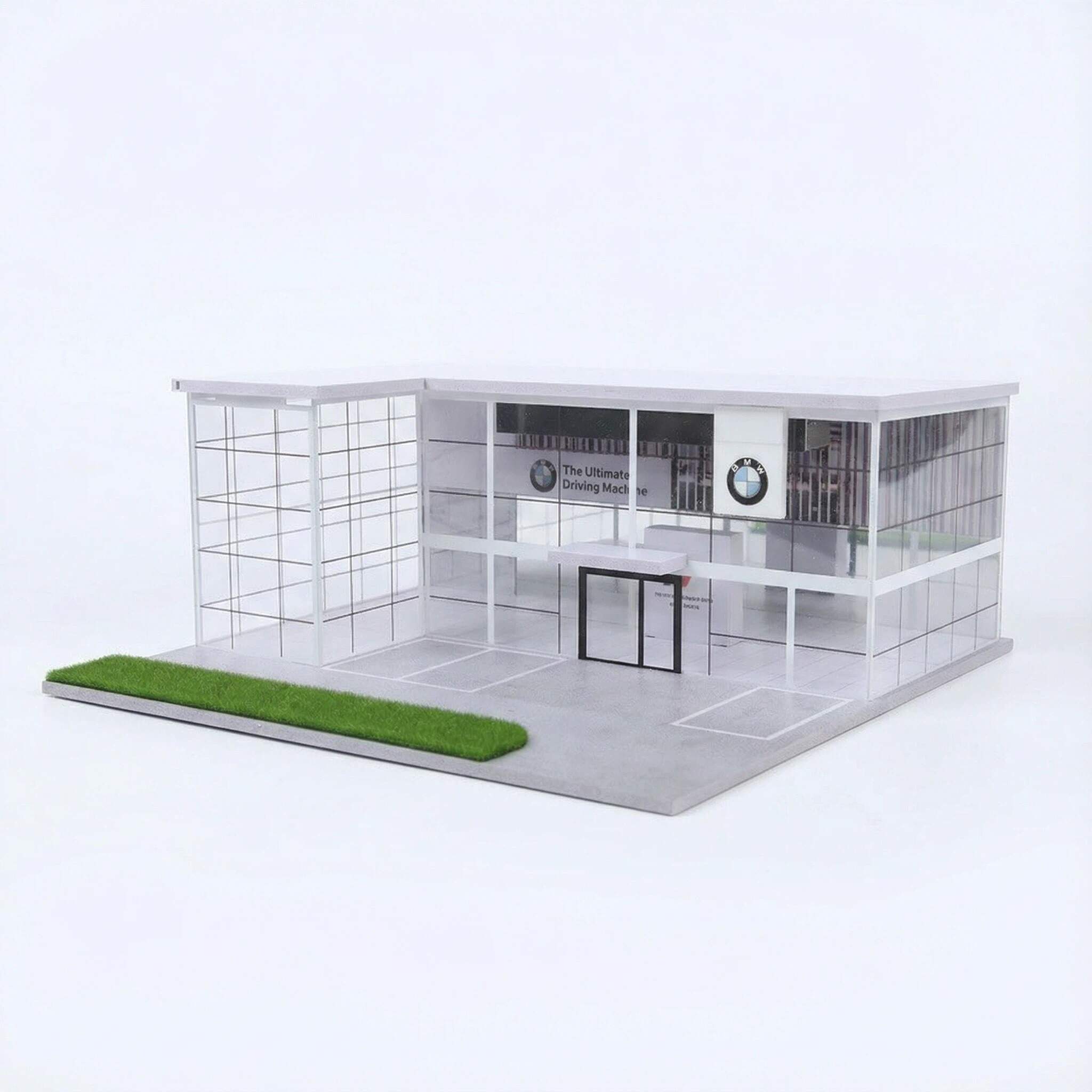 1:64 Scale Modern Luxury Car Showroom Diorama Display Case – Contemporary Dealership Scene for Diecast Cars