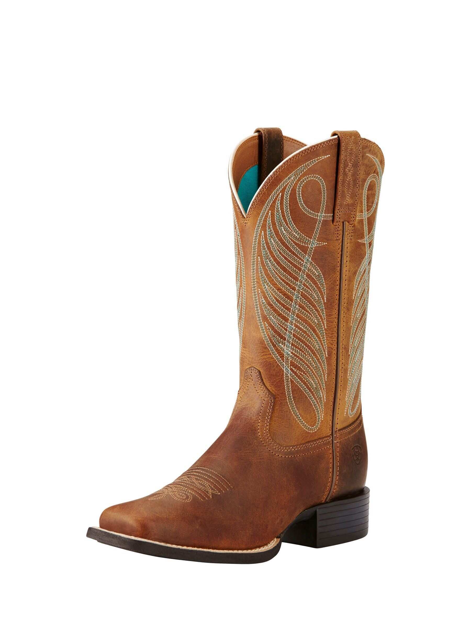 Ariat Brown Ariat Brown Round Up Wide Square Toe Western Boots