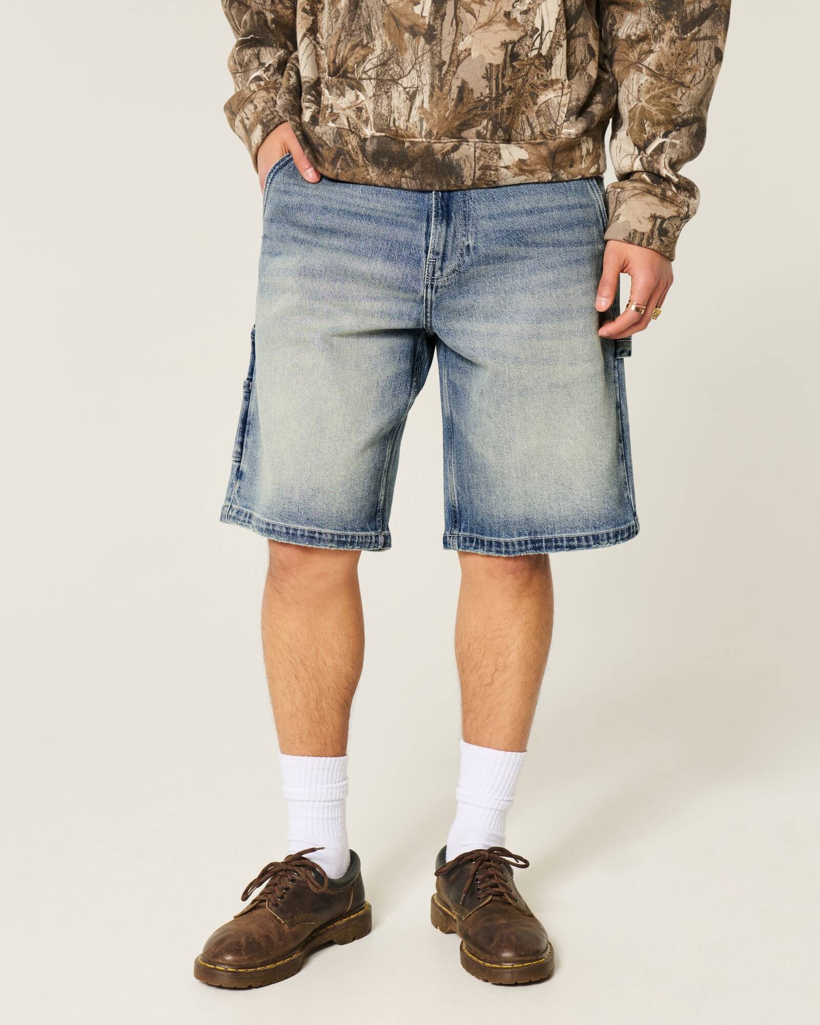 Washed Black Baggy Denim Shorts