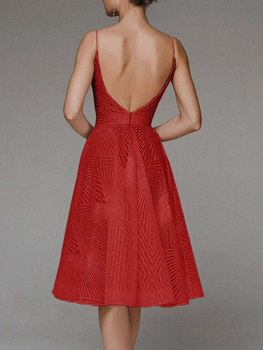 Stylish V-neck strap A-line dress