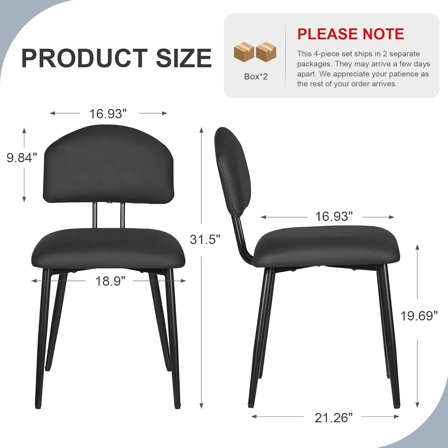 VECELO Dining Chairs Set of 2