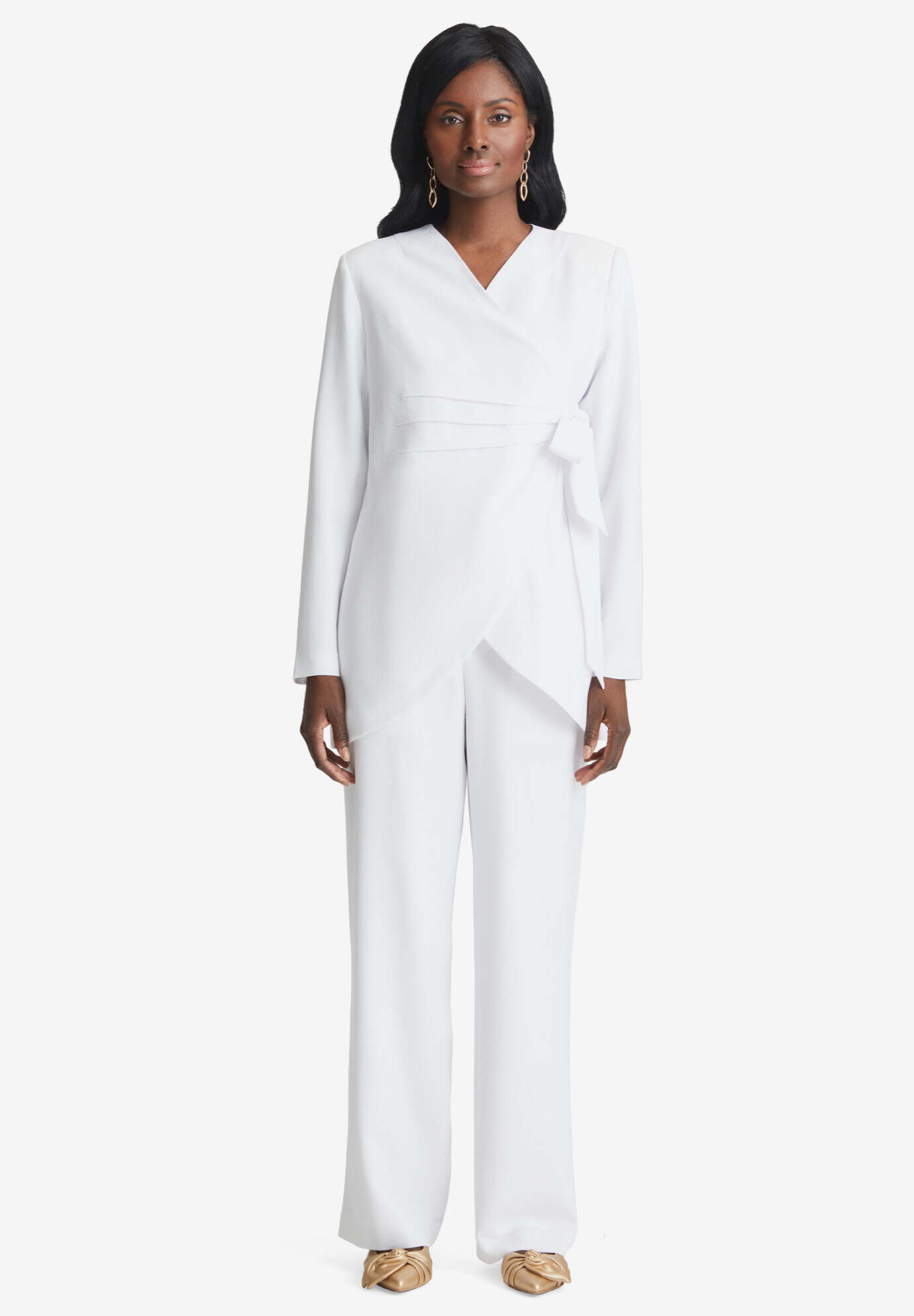 2-Piece Faux Wrap Pantsuit