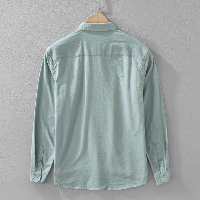 Men's Japanese Cotton Linen Long Sleeve Blouse Fashion All-matching