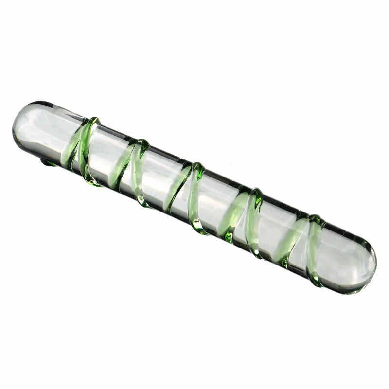 Dual-Ended Spiral Crystal Glass Dildo - G-Spot & Clitoral Massager