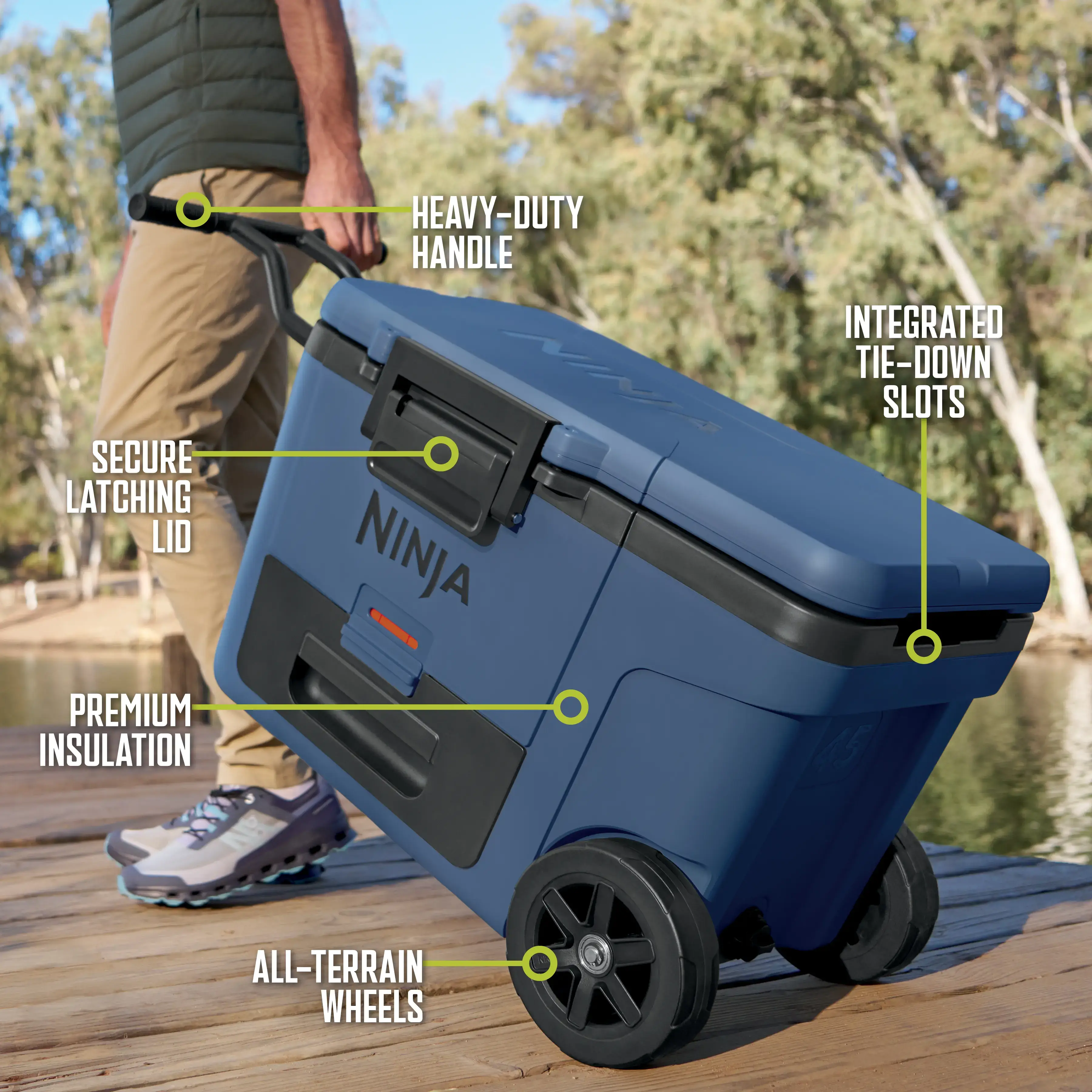 Portable for Outdoor Use 45qt Cooler with Wheels in Lakeshore Blue