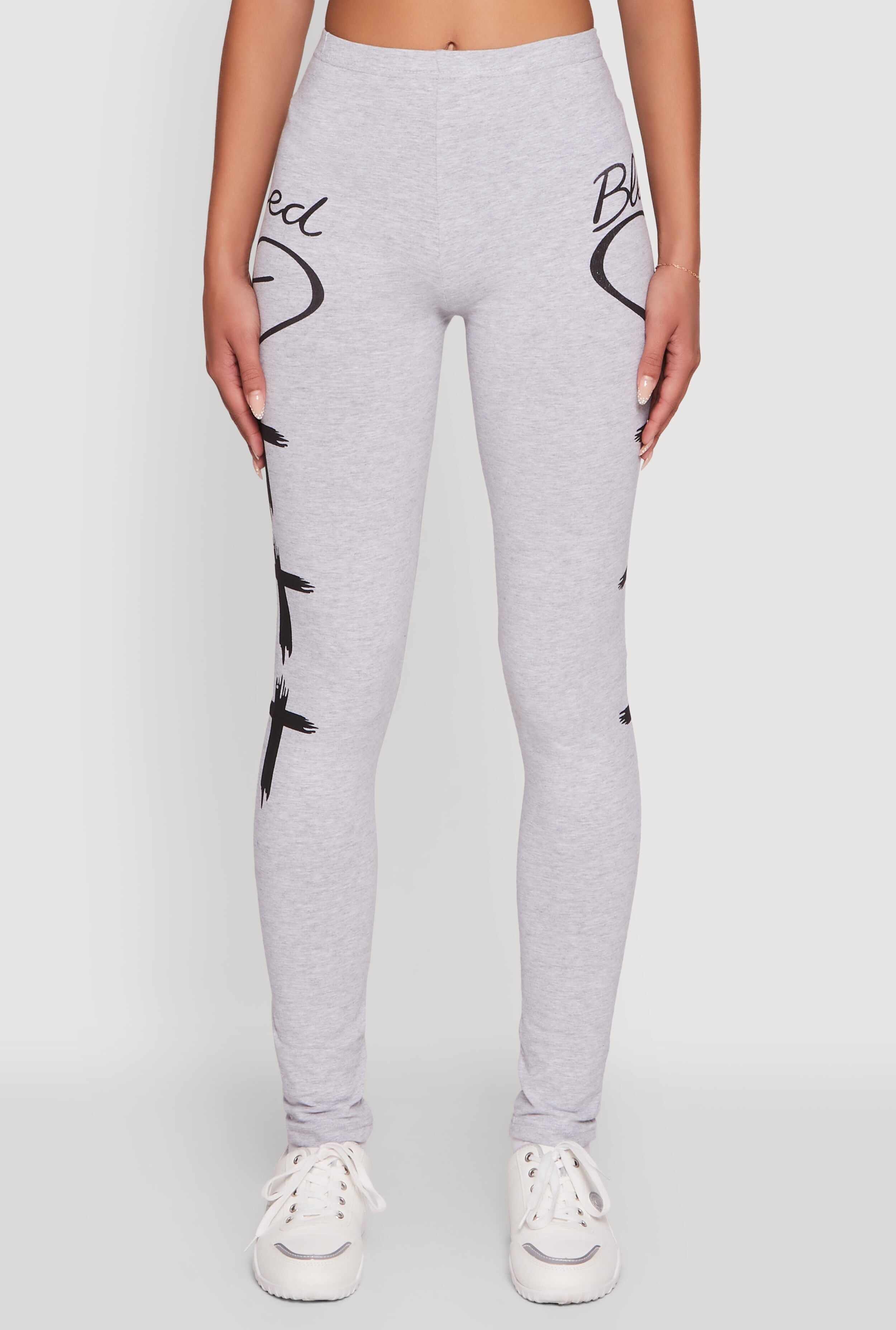 Blessed Cross Heart Graphic Leggings