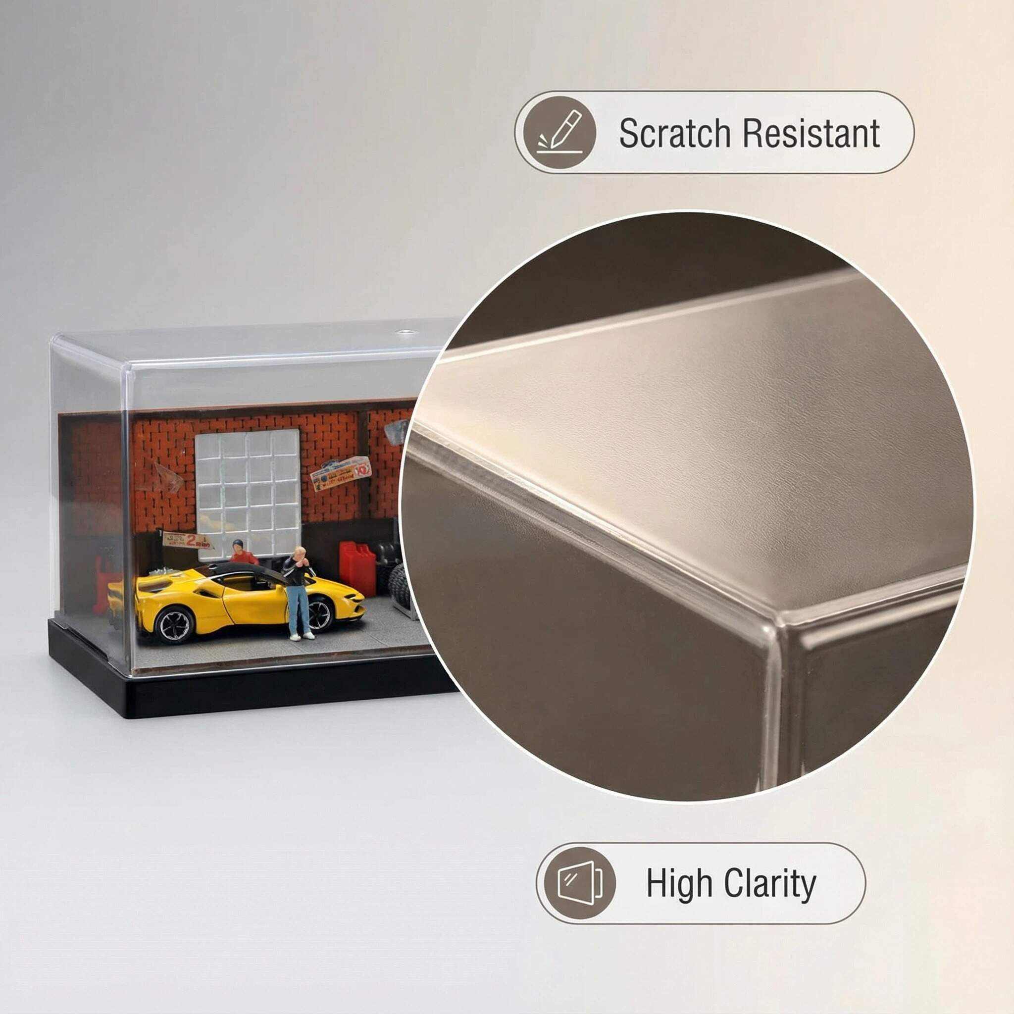 1:64 Scale Garage Diorama Display Case – Premium Acrylic Dustproof Showcase for Diecast Cars